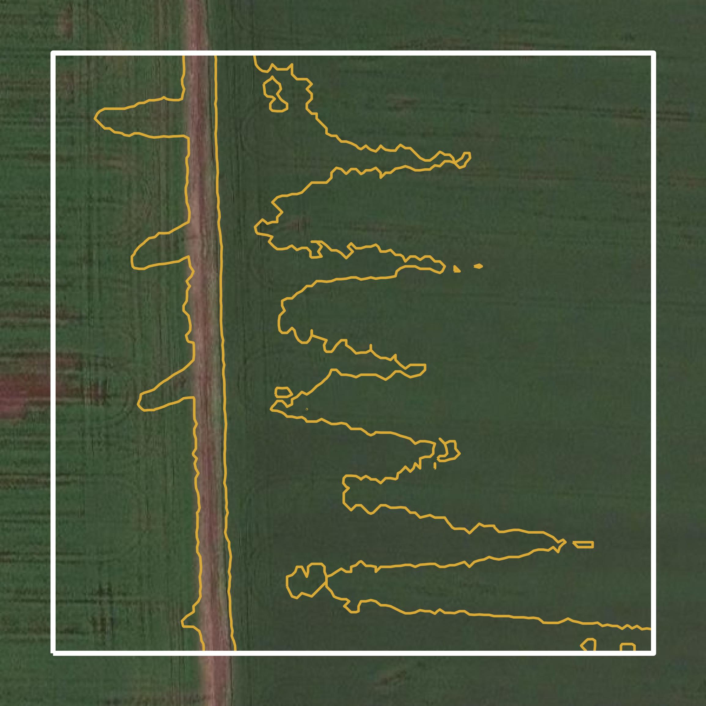 This image shows a contour map in Gentry County created using GIS data in Equator.