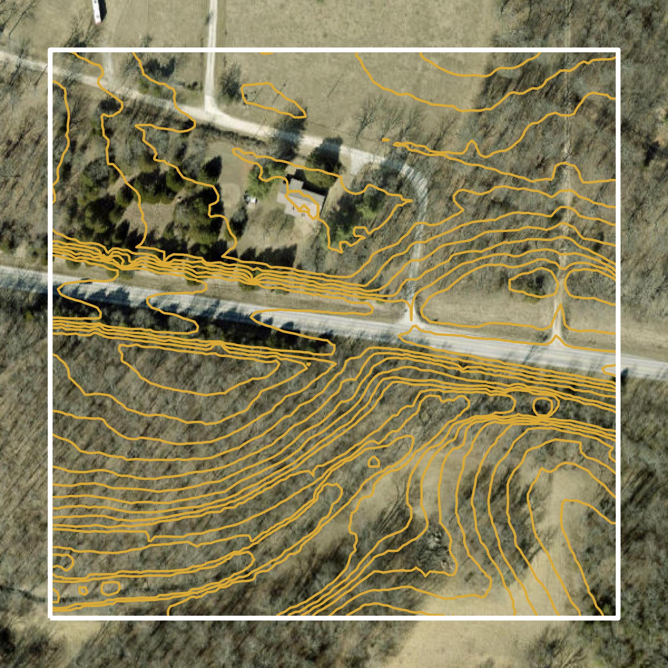 This image shows a contour map in Greene County created using GIS data in Equator.