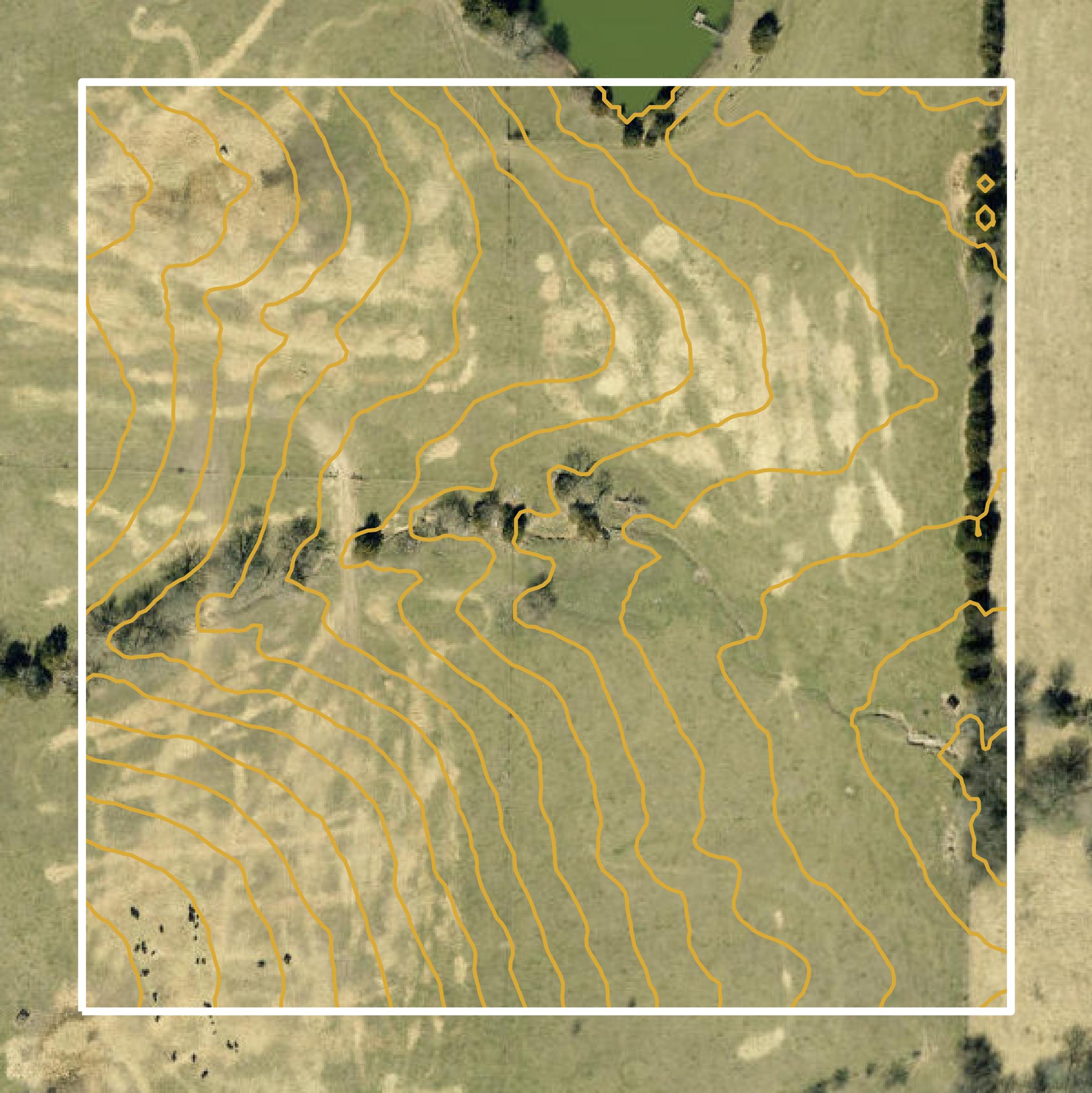 This image shows a contour map in Greene County created using GIS data in Equator.