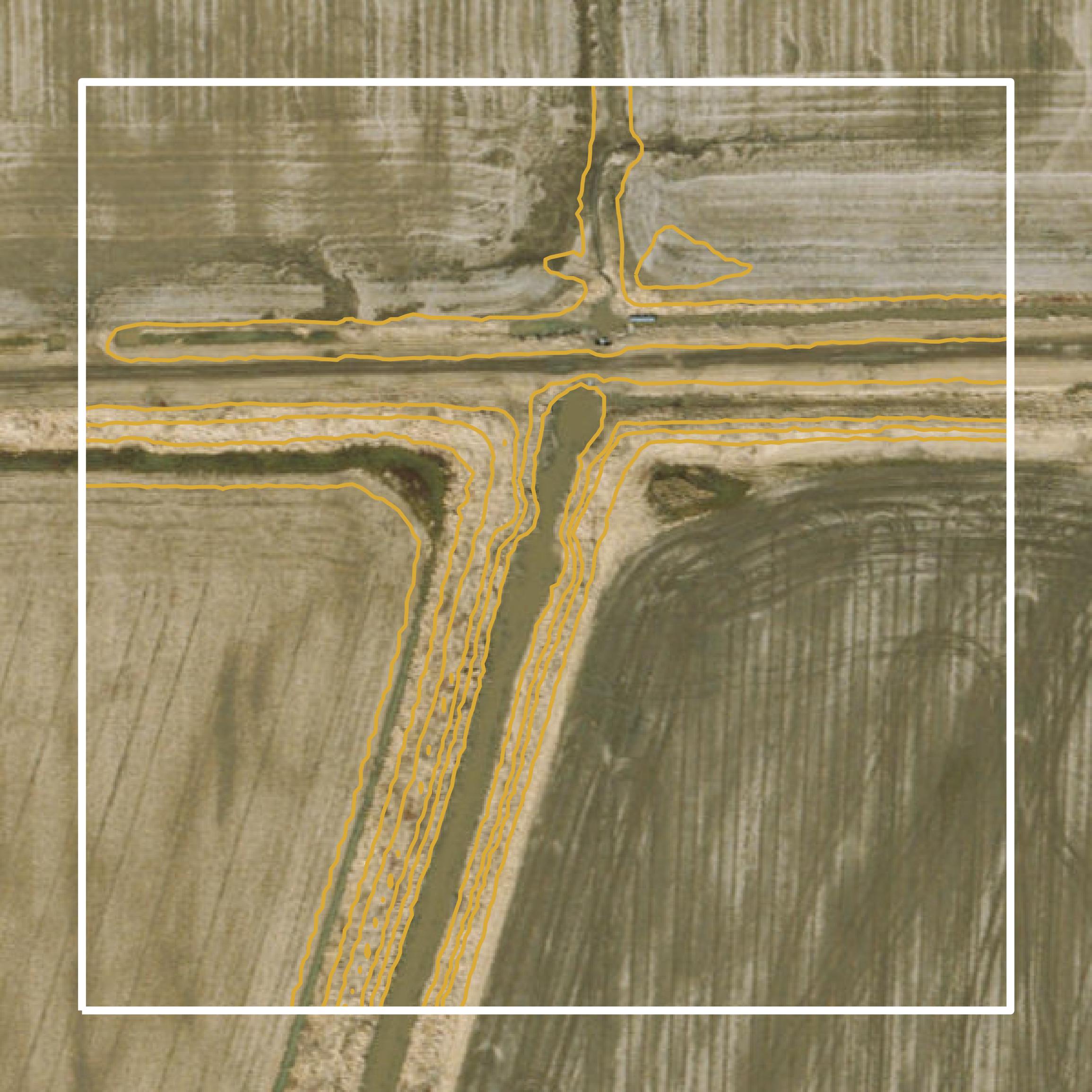 This image shows a contour map in Grundy County created using GIS data in Equator.