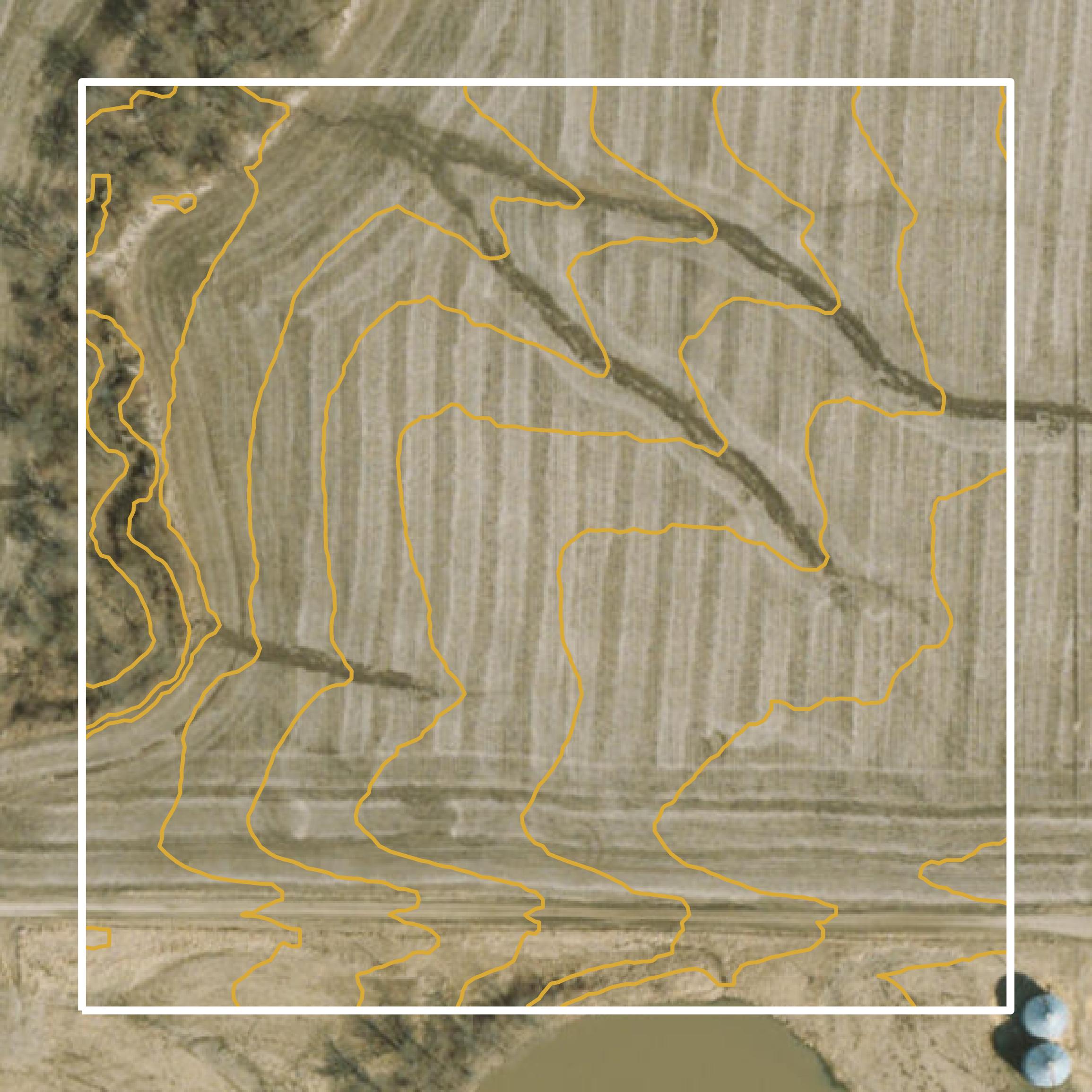 This image shows a contour map in Harrison County created using GIS data in Equator.