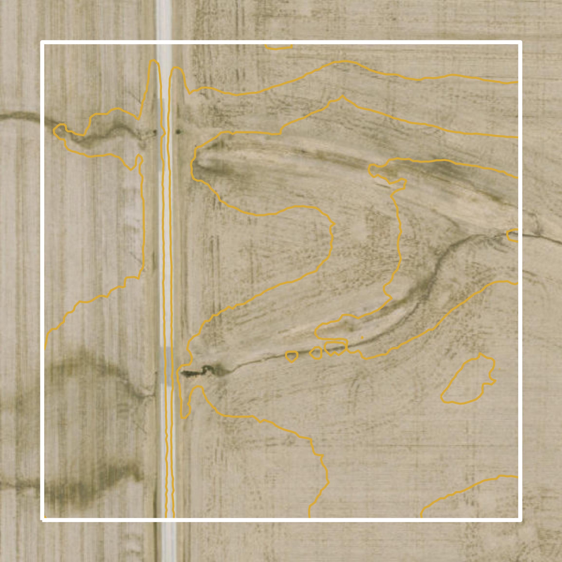 This image shows a contour map in Harrison County created using GIS data in Equator.