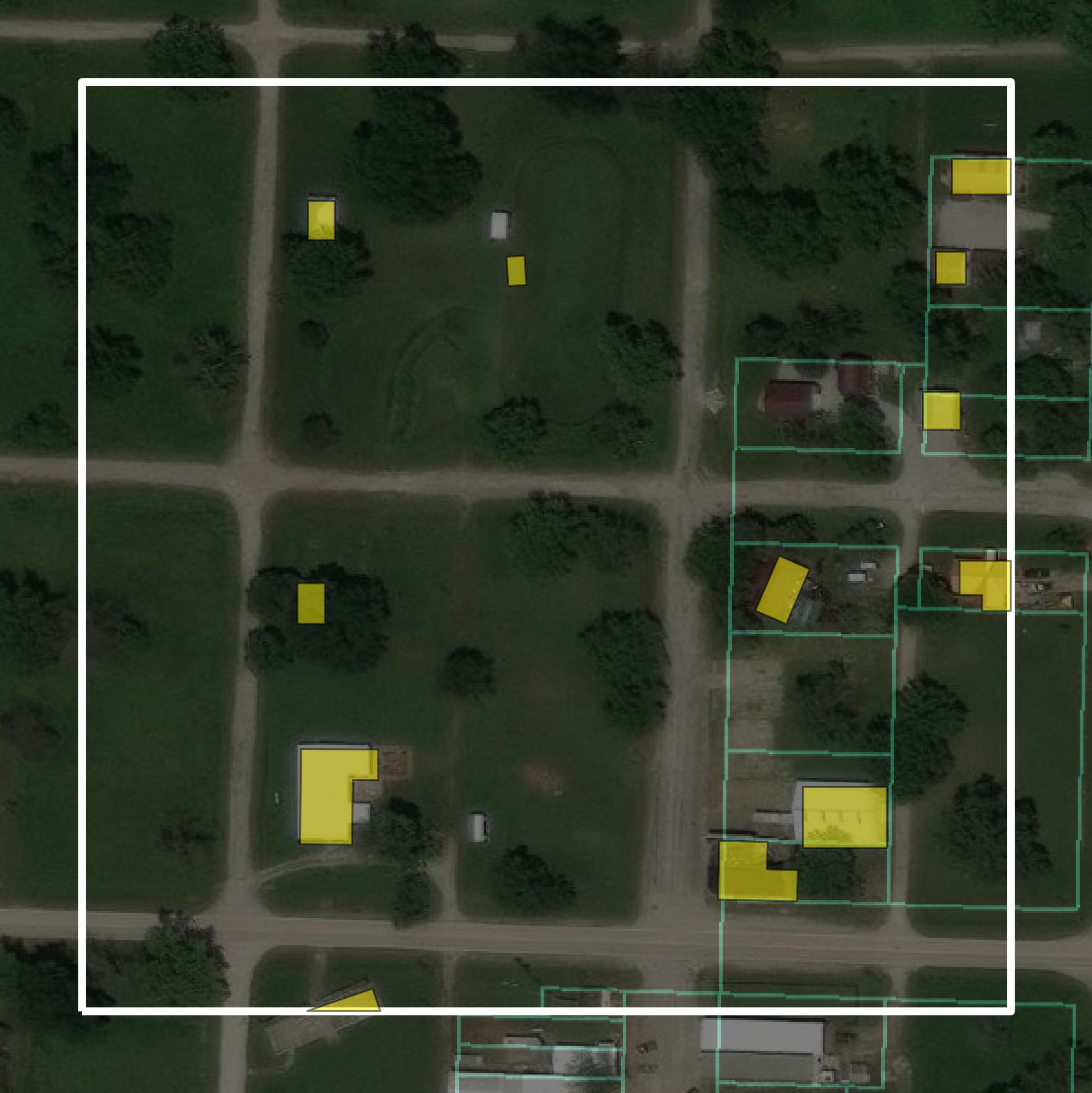 This image shows parcel and building data in Henry County created using GIS data in Equator.