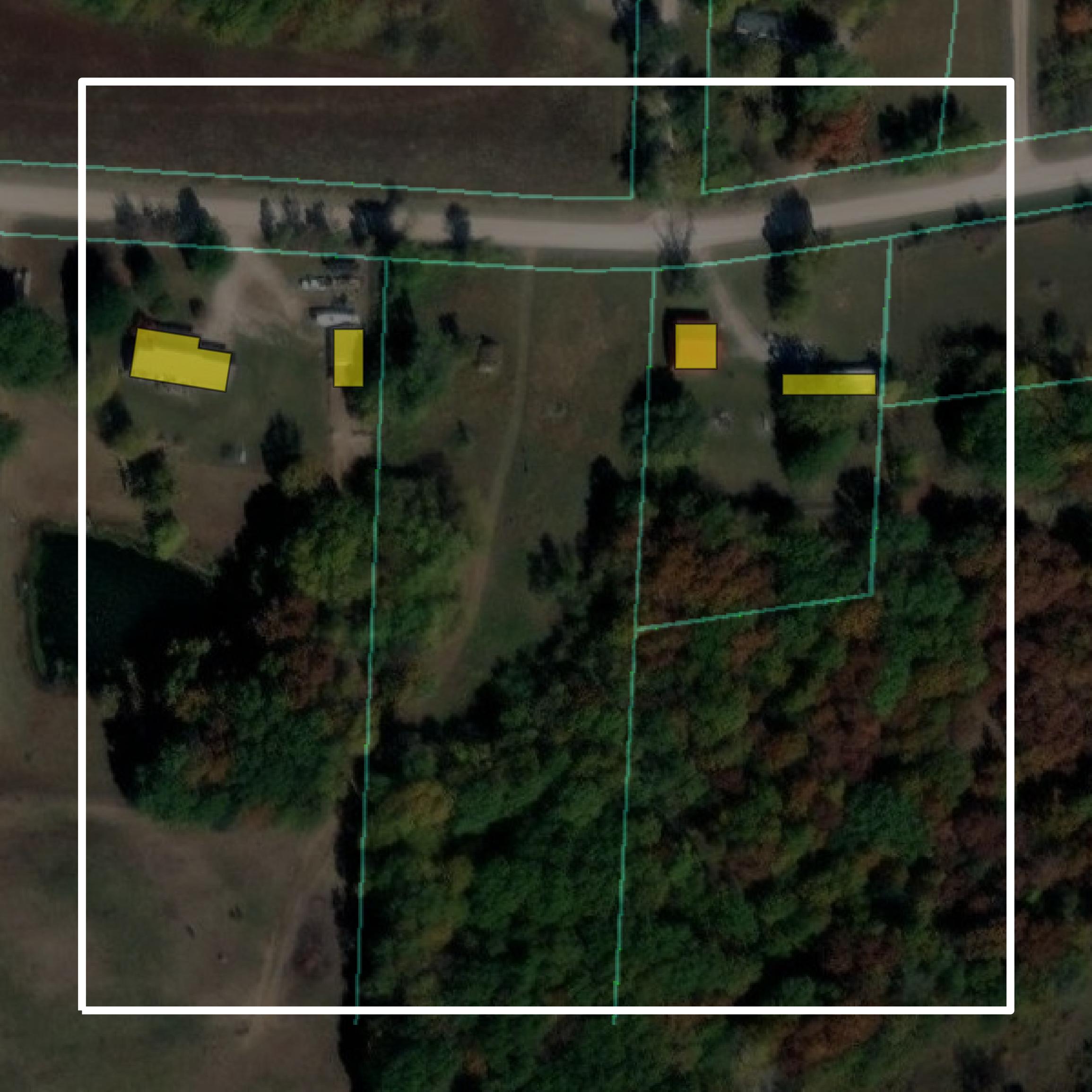 This image shows parcel and building data in Howard County created using GIS data in Equator.