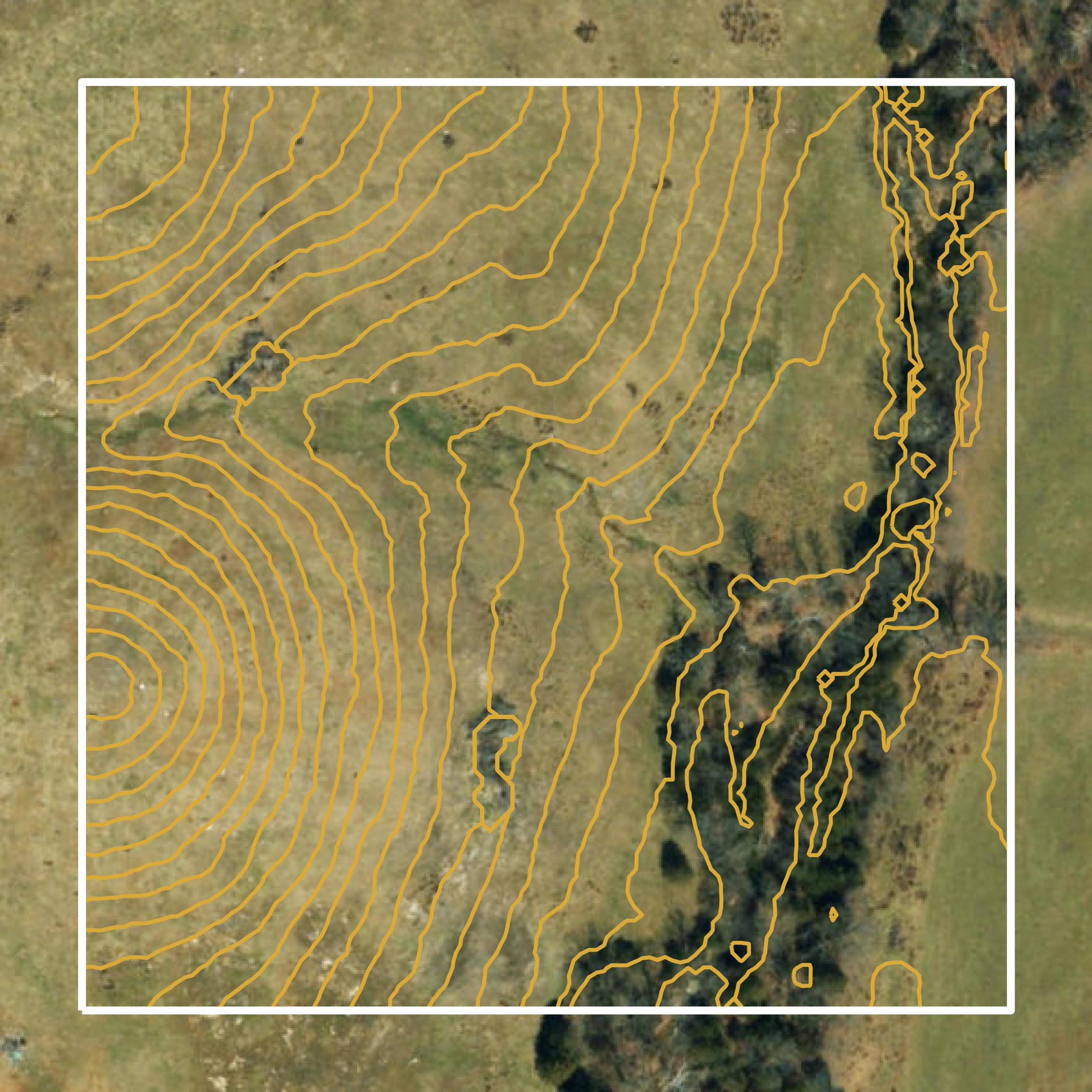 This image shows a contour map in Howell County created using GIS data in Equator.