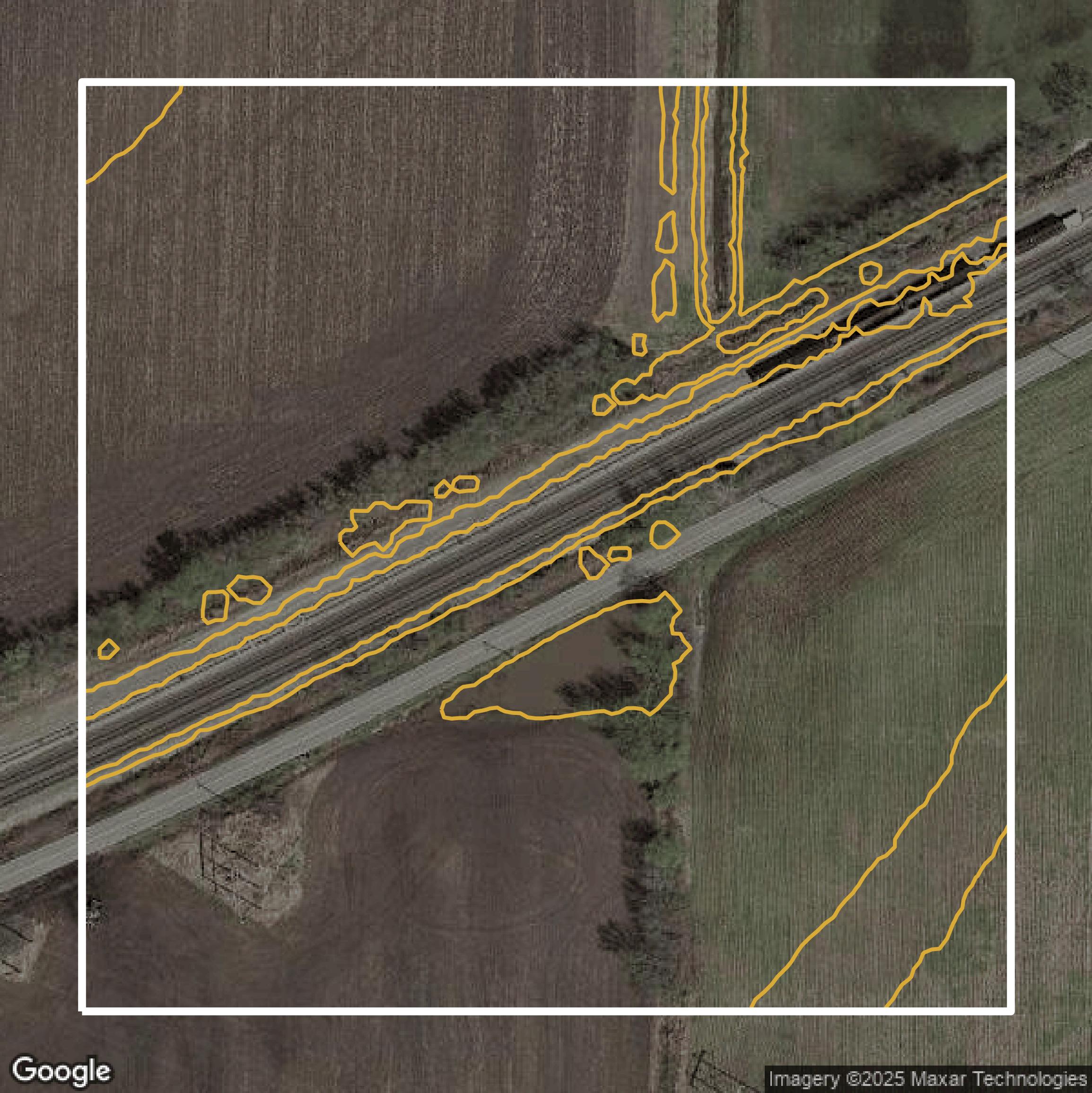 This image shows a contour map in Jackson County created using GIS data in Equator.