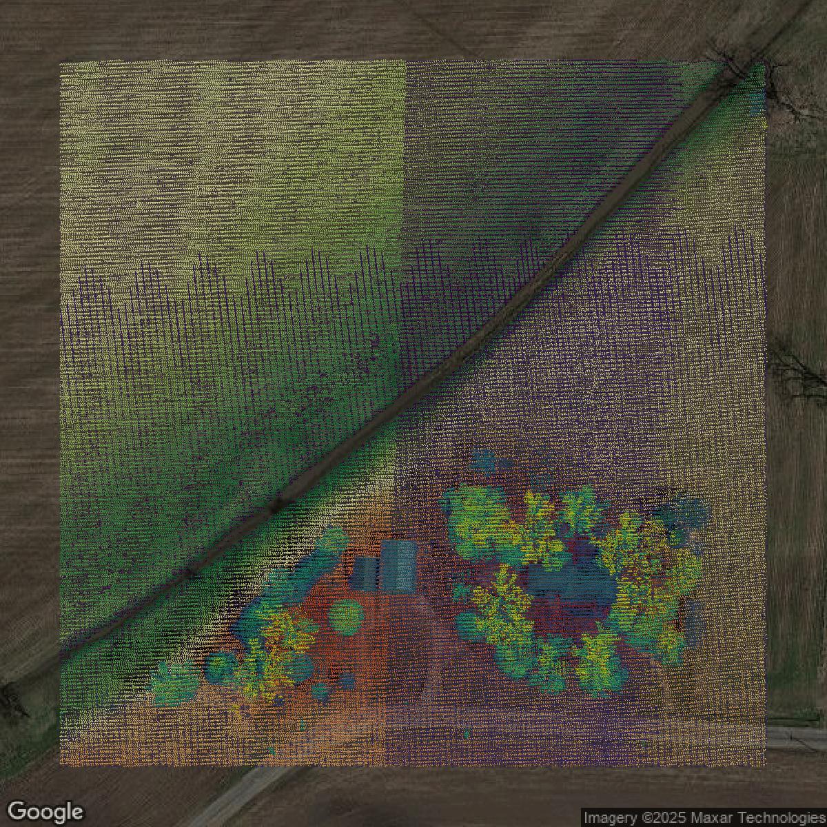 This image shows a LiDAR point cloud in Jackson County created using GIS data in Equator.