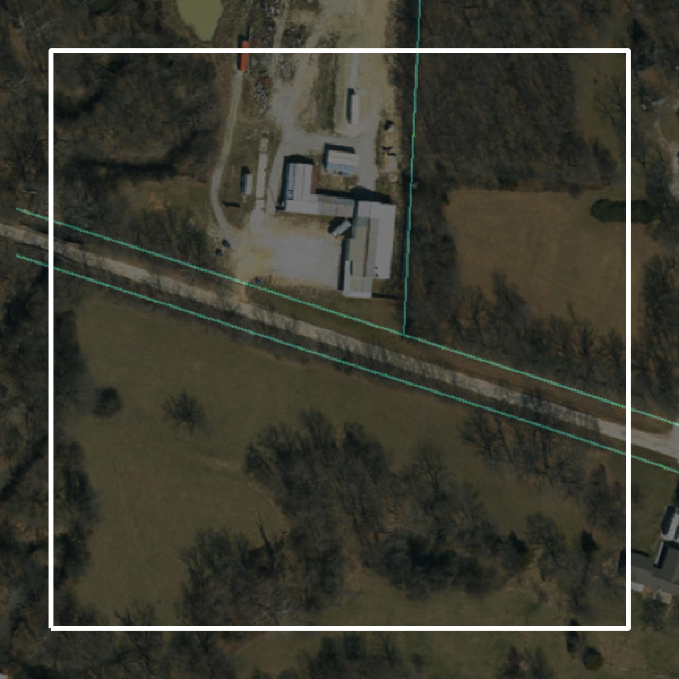 This image shows parcel and building data in Johnson County created using GIS data in Equator.