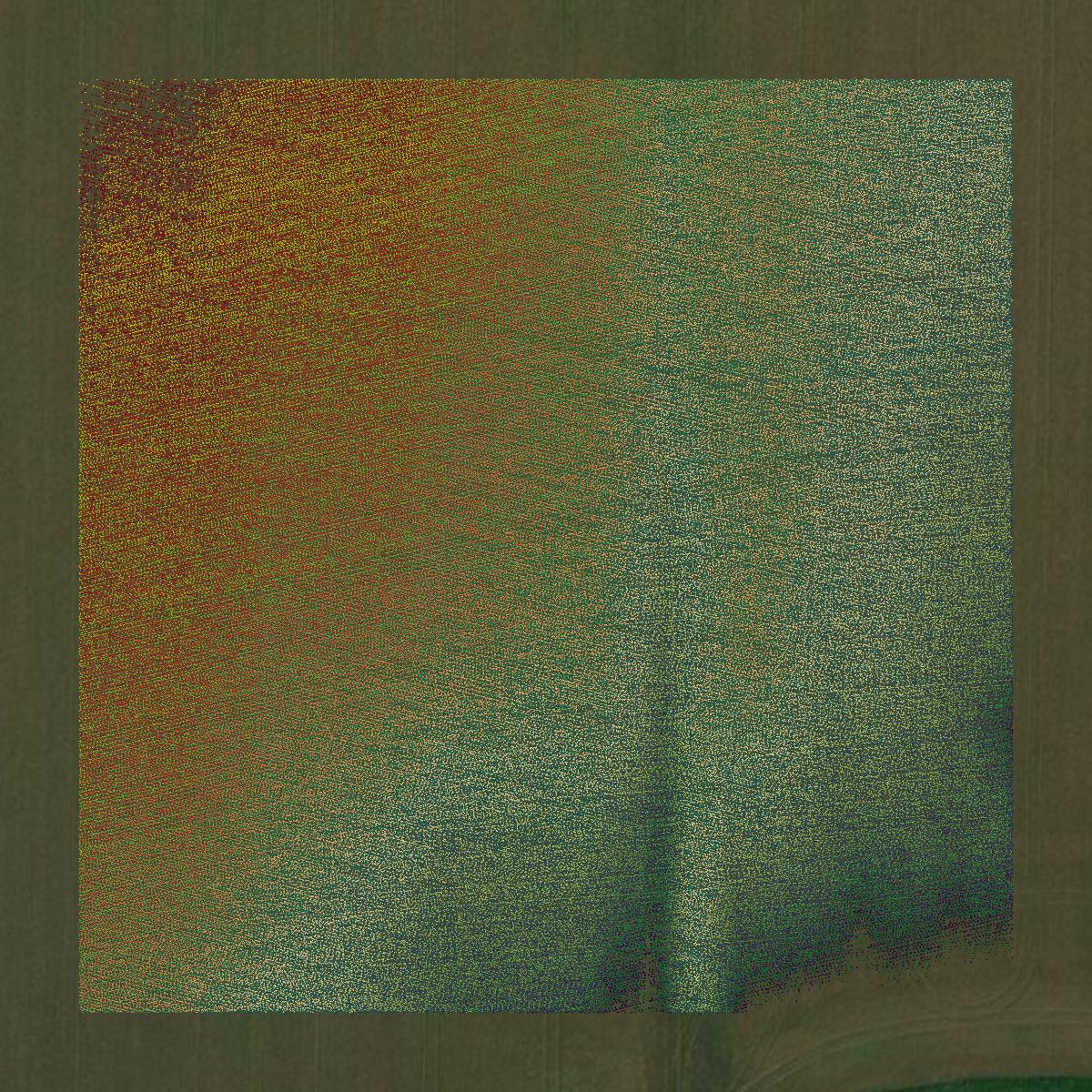 This image shows a LiDAR point cloud in Knox County created using GIS data in Equator.