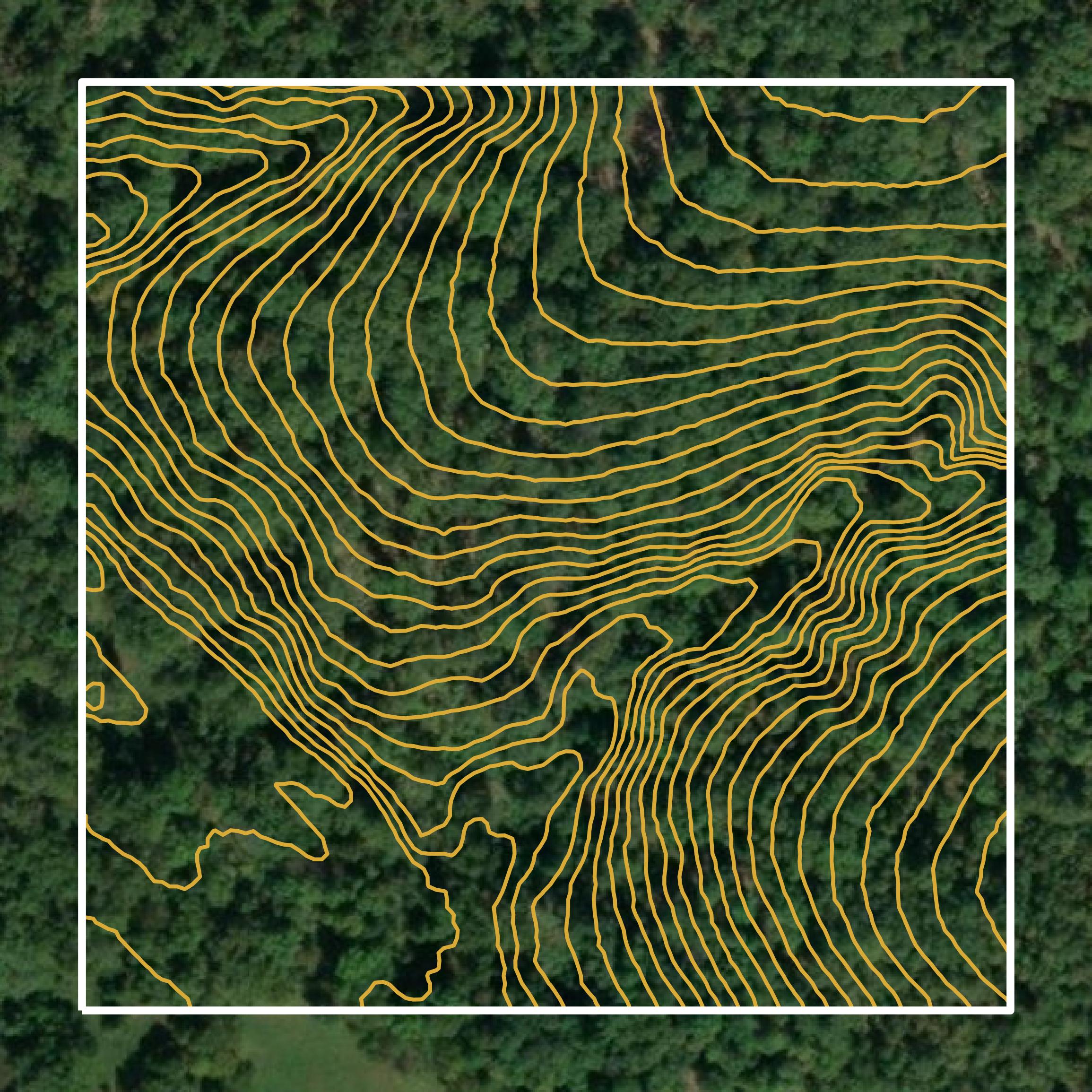 This image shows a contour map in Laclede County created using GIS data in Equator.