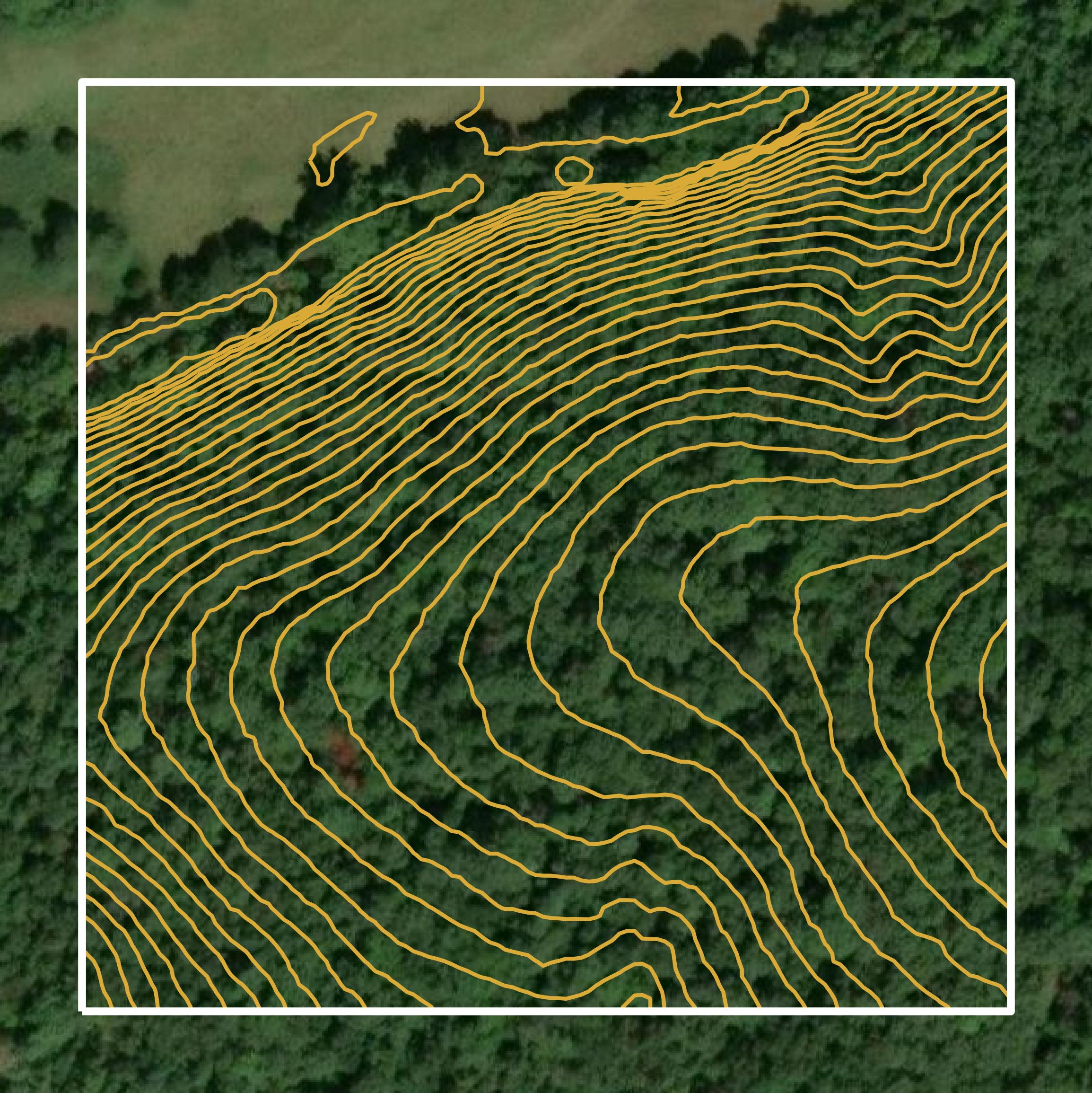 This image shows a contour map in Laclede County created using GIS data in Equator.