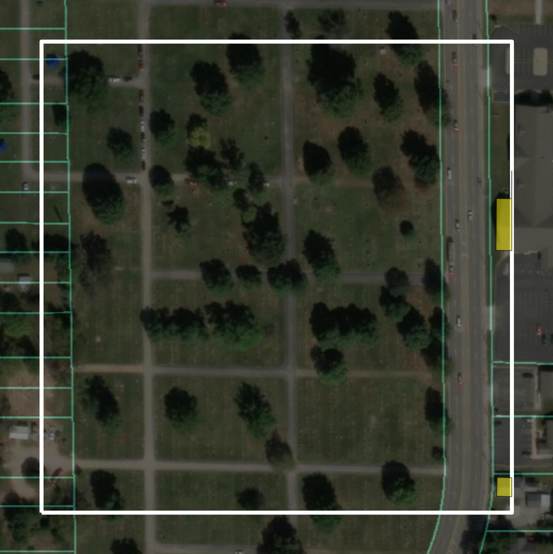 This image shows parcel and building data in Laclede County created using GIS data in Equator.