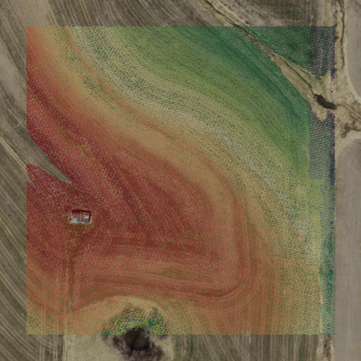 This image shows a LiDAR point cloud in Lafayette County created using GIS data in Equator.