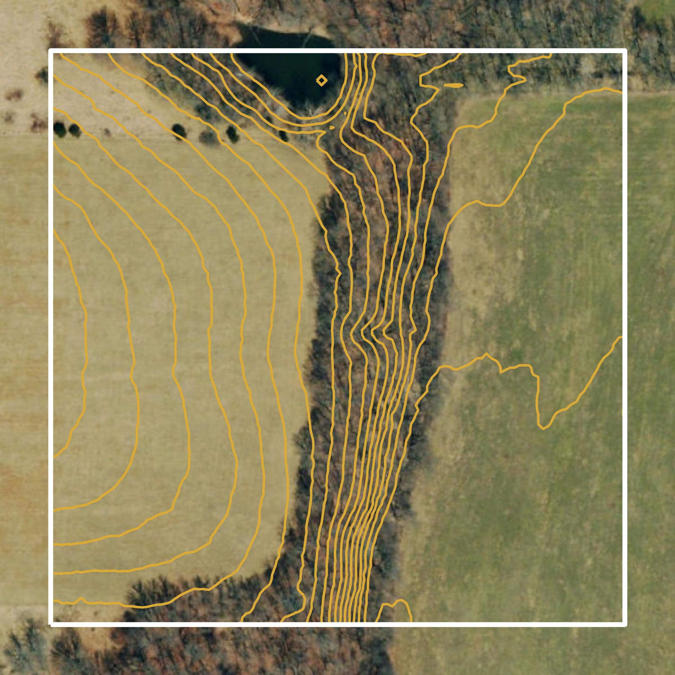 This image shows a contour map in Lawrence County created using GIS data in Equator.