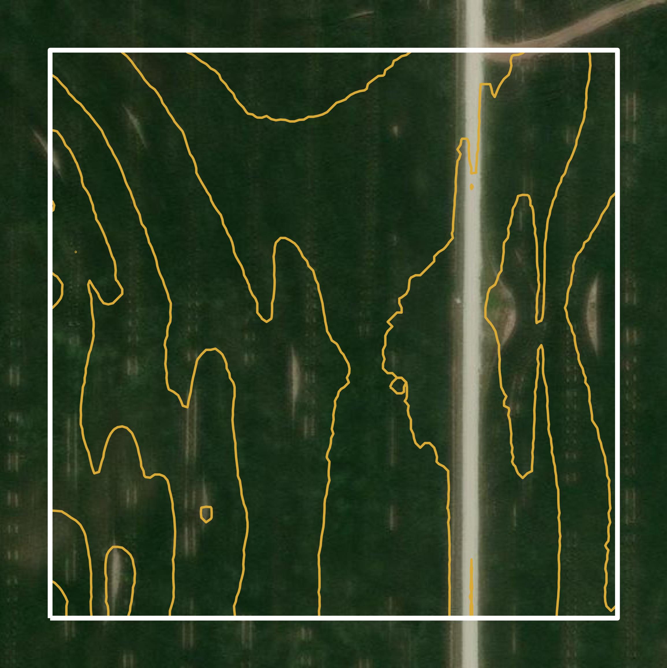 This image shows a contour map in Linn County created using GIS data in Equator.