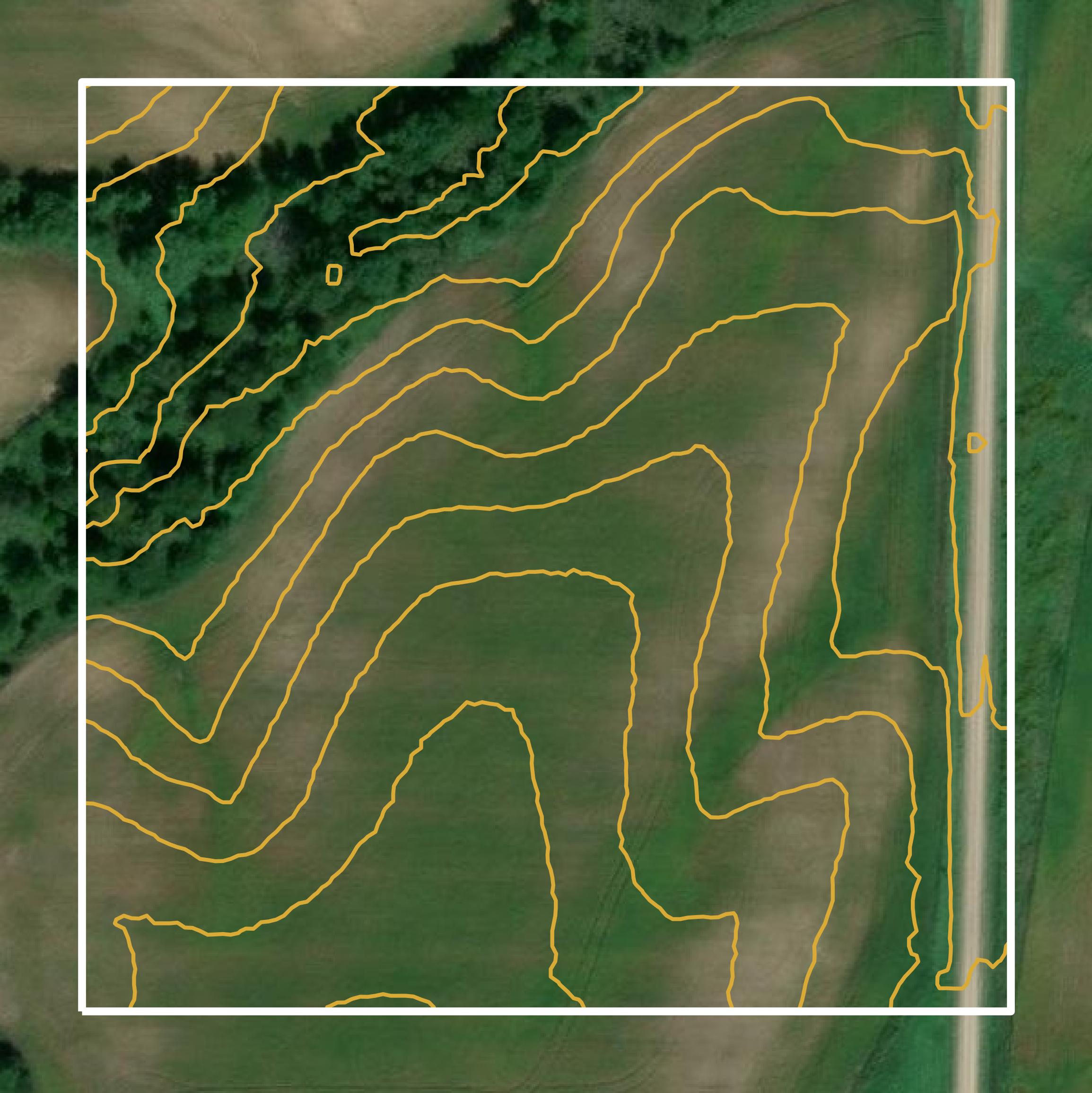 This image shows a contour map in Macon County created using GIS data in Equator.