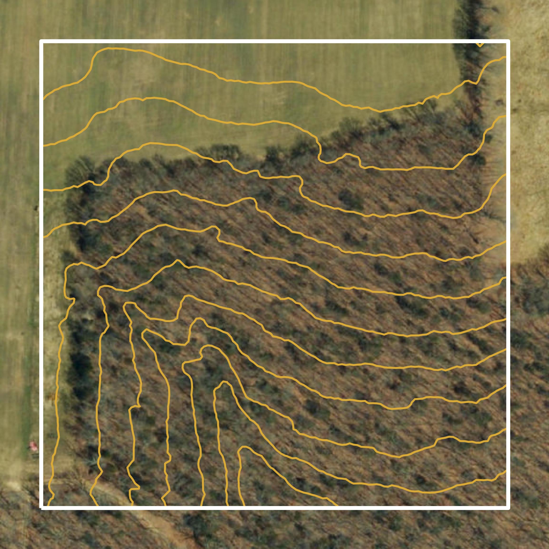 This image shows a contour map in Maries County created using GIS data in Equator.