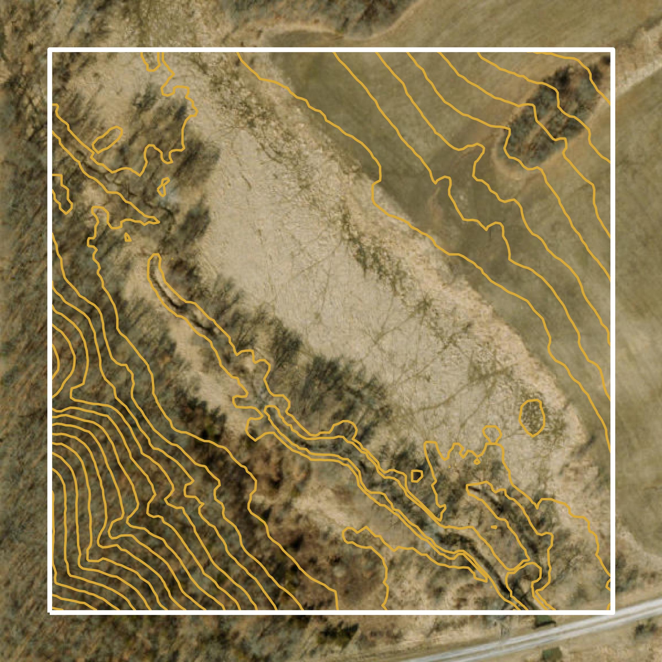 This image shows a contour map in Mercer County created using GIS data in Equator.