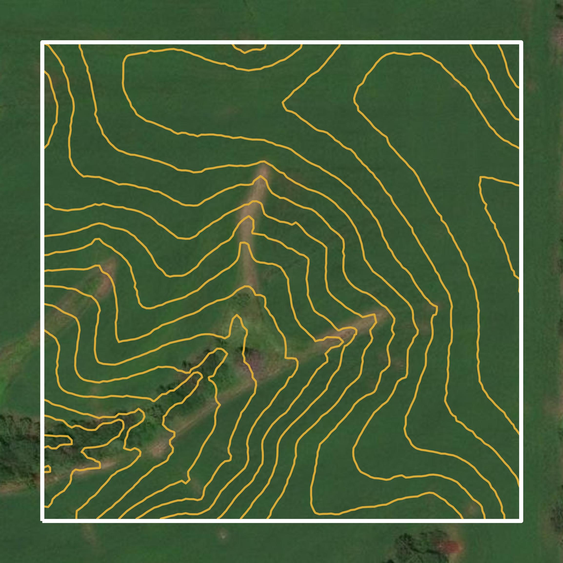This image shows a contour map in Mercer County created using GIS data in Equator.