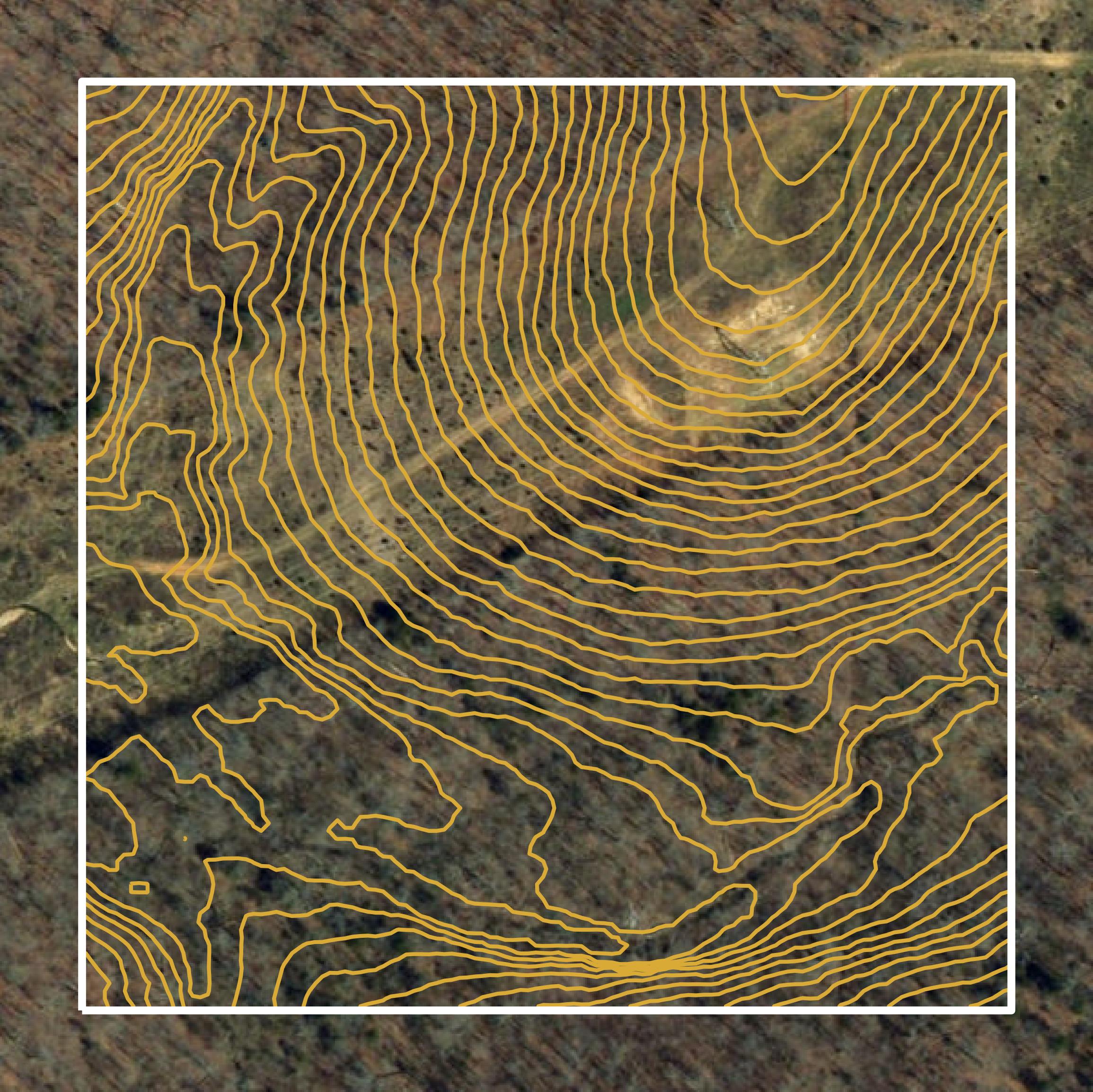 This image shows a contour map in Miller County created using GIS data in Equator.