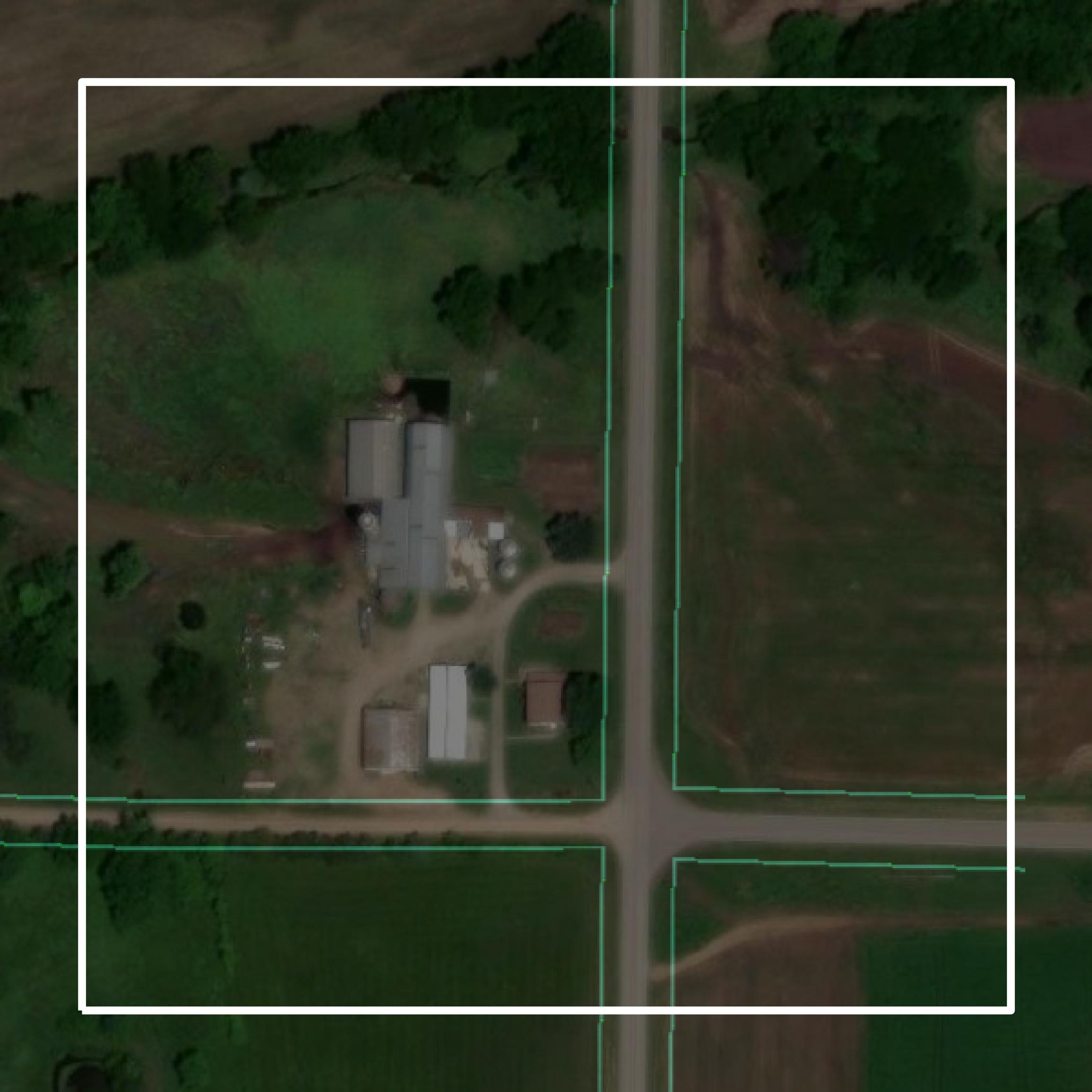 This image shows parcel and building data in Moniteau County created using GIS data in Equator.