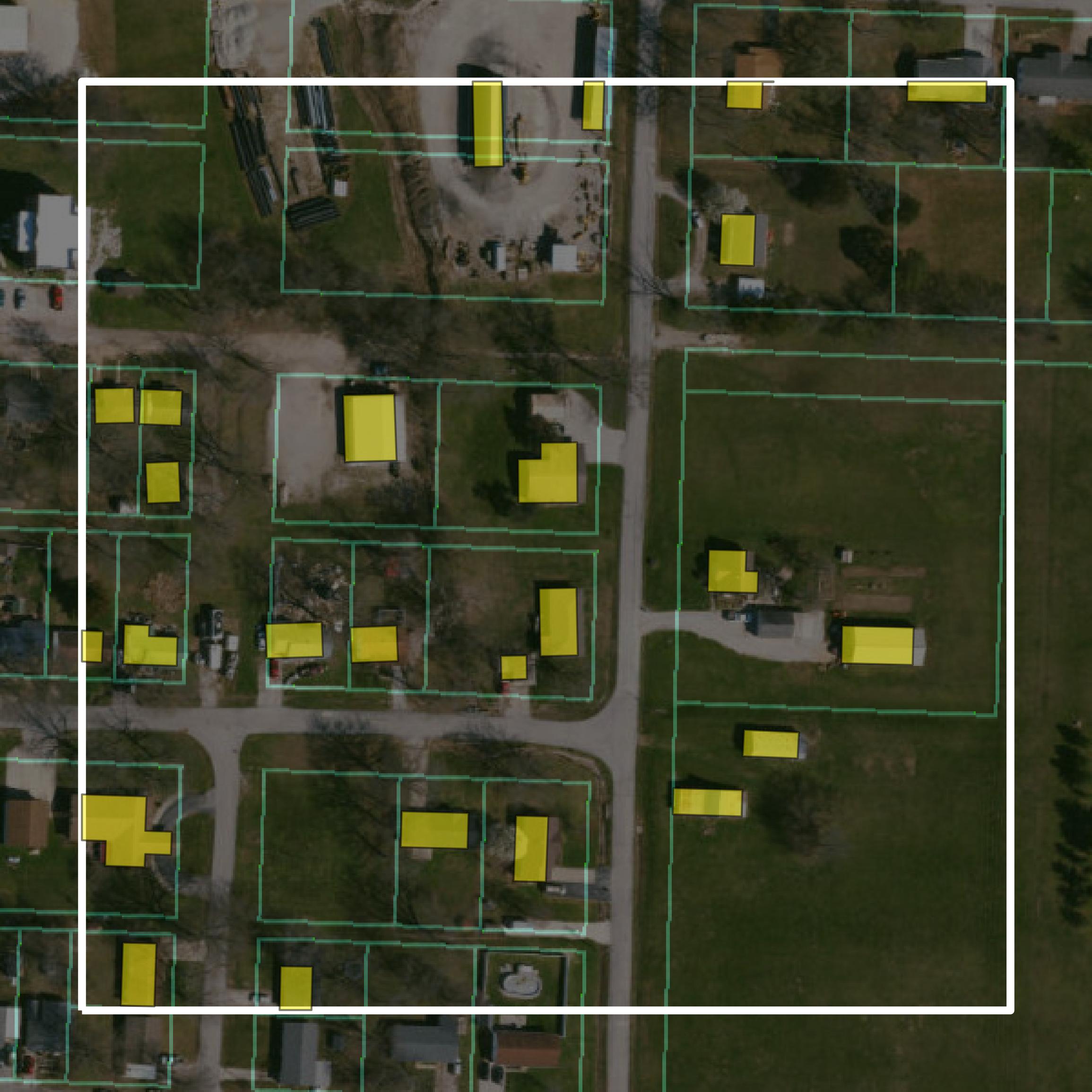 This image shows parcel and building data in Montgomery County created using GIS data in Equator.
