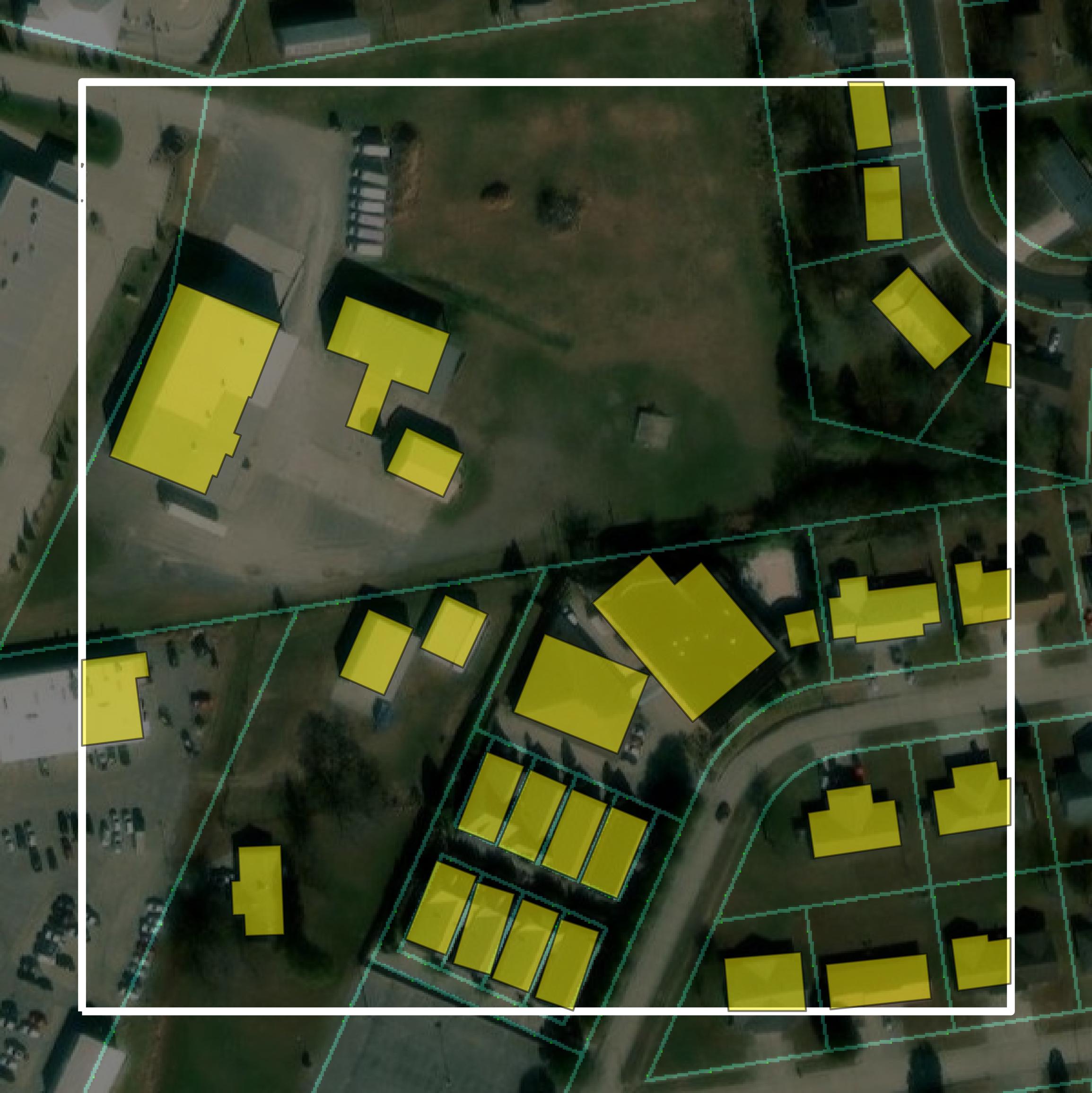 This image shows parcel and building data in New Madrid County created using GIS data in Equator.