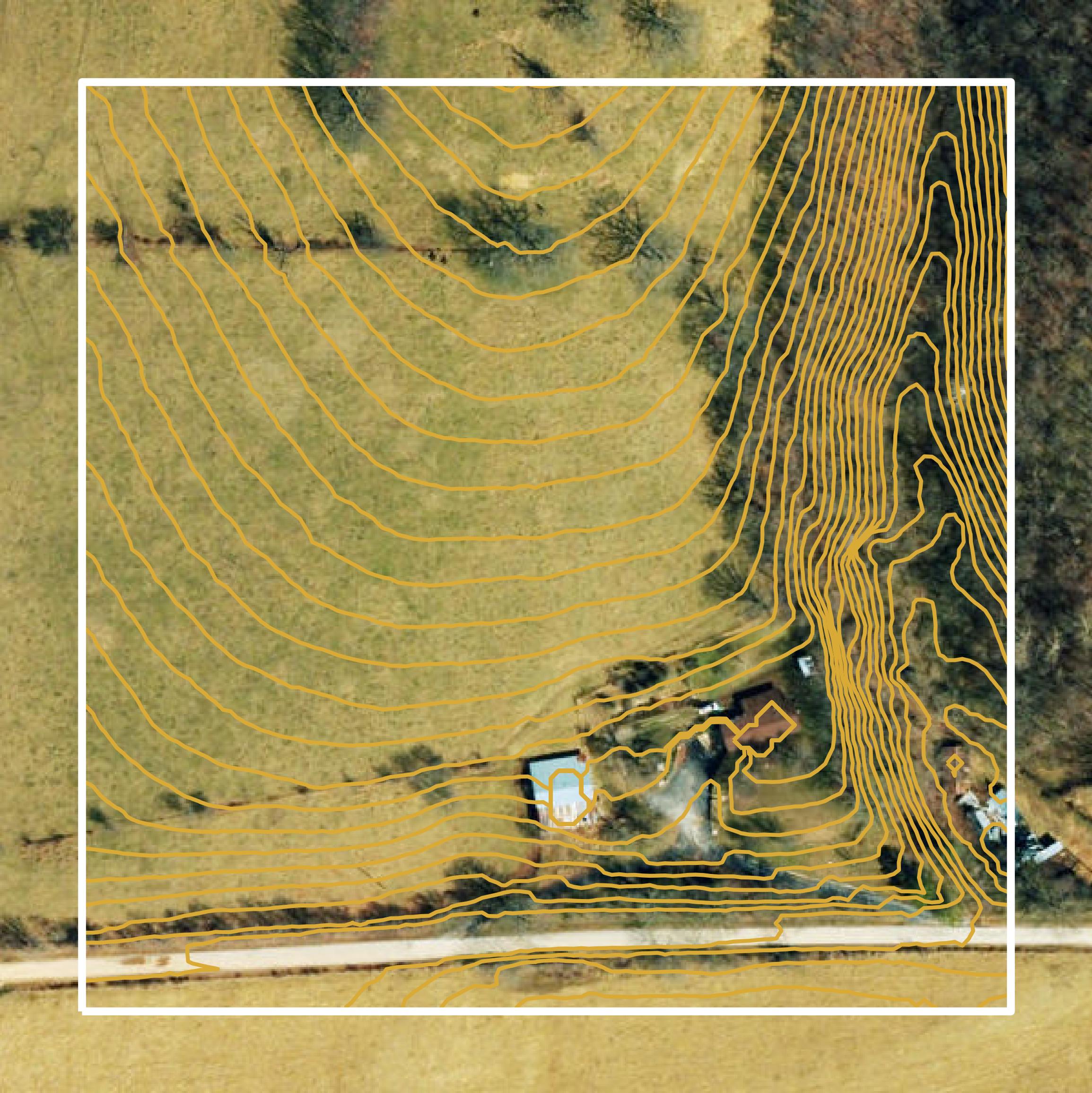 This image shows a contour map in Newton County created using GIS data in Equator.