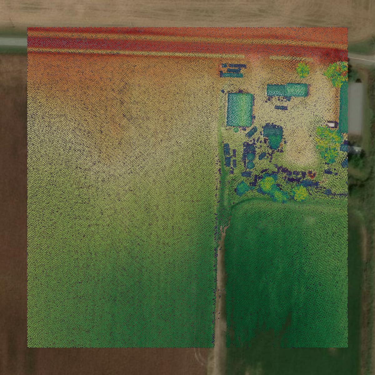 This image shows a LiDAR point cloud in Newton County created using GIS data in Equator.