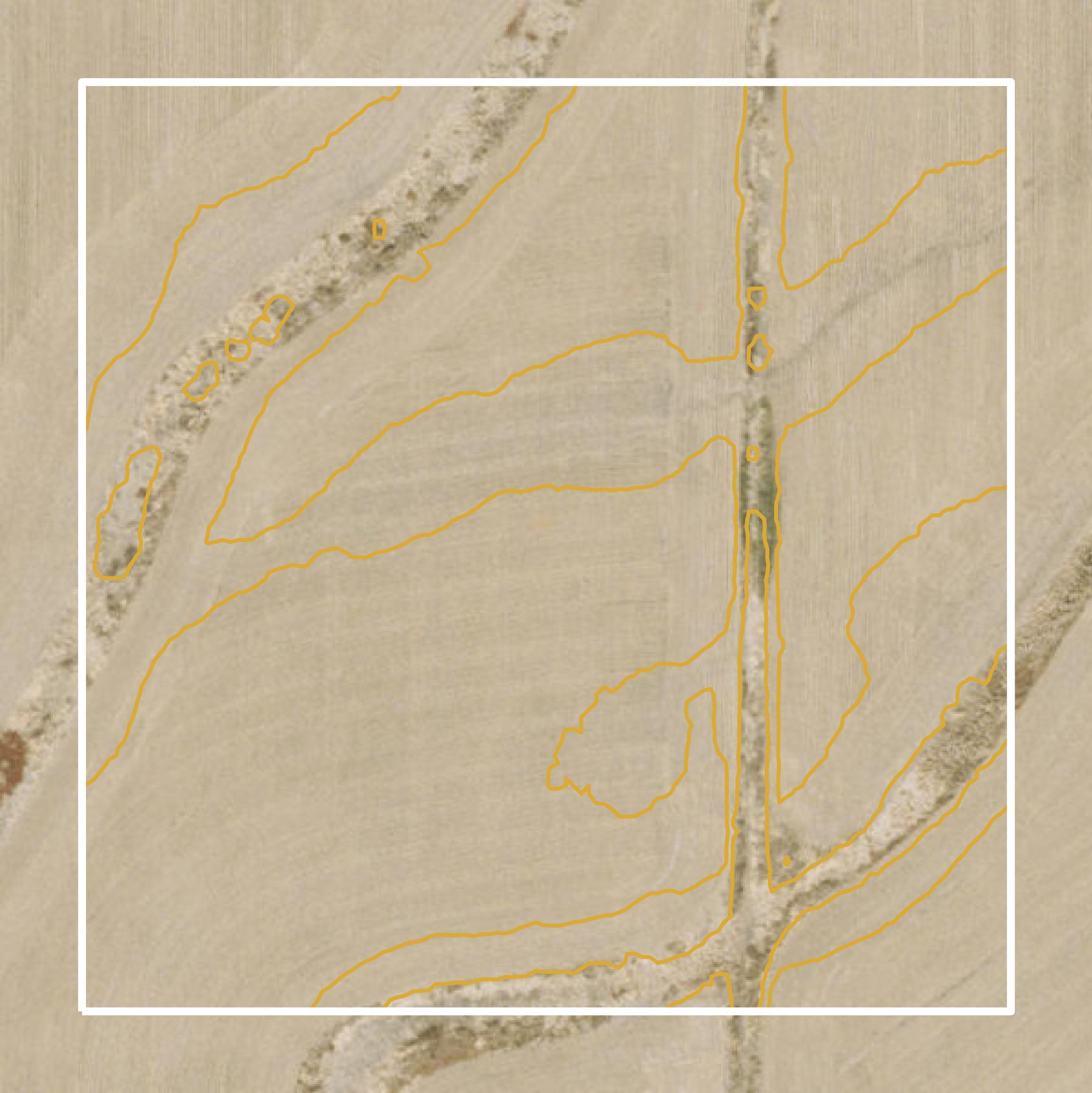 This image shows a contour map in Nodaway County created using GIS data in Equator.