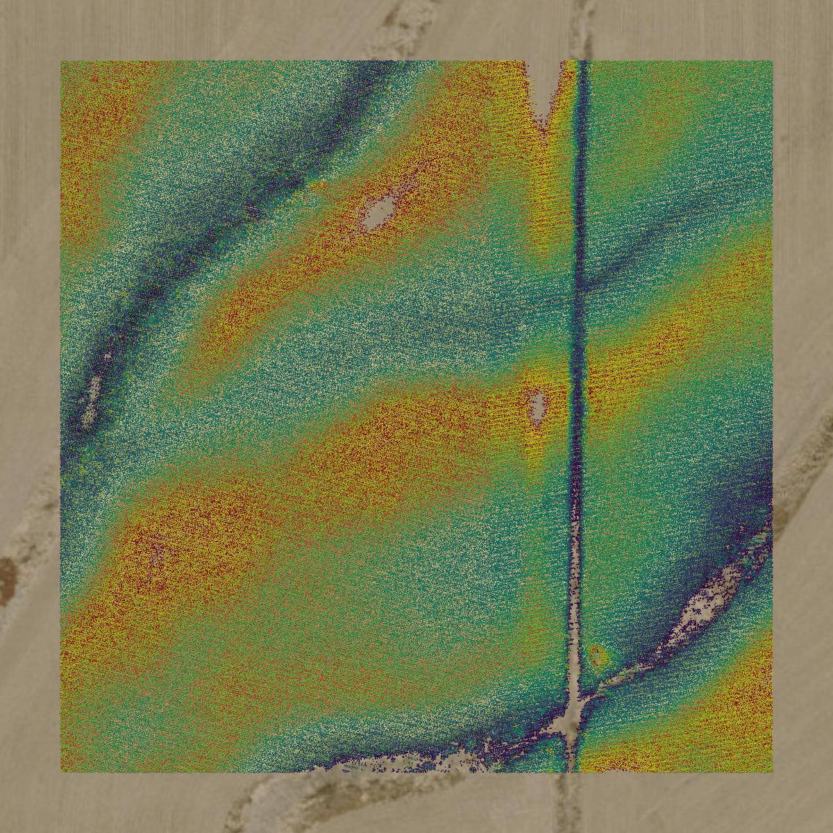This image shows a LiDAR point cloud in Nodaway County created using GIS data in Equator.
