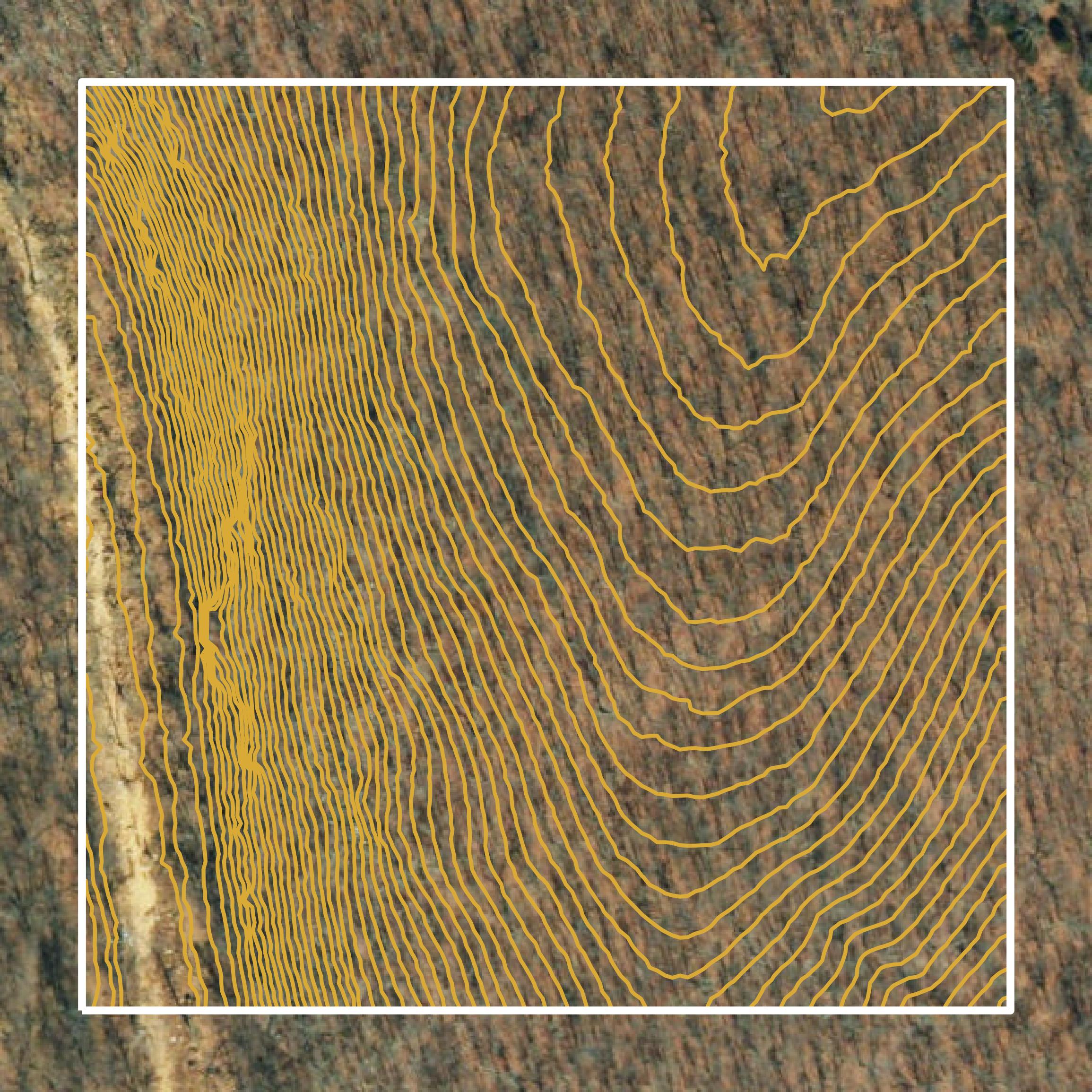 This image shows a contour map in Oregon County created using GIS data in Equator.