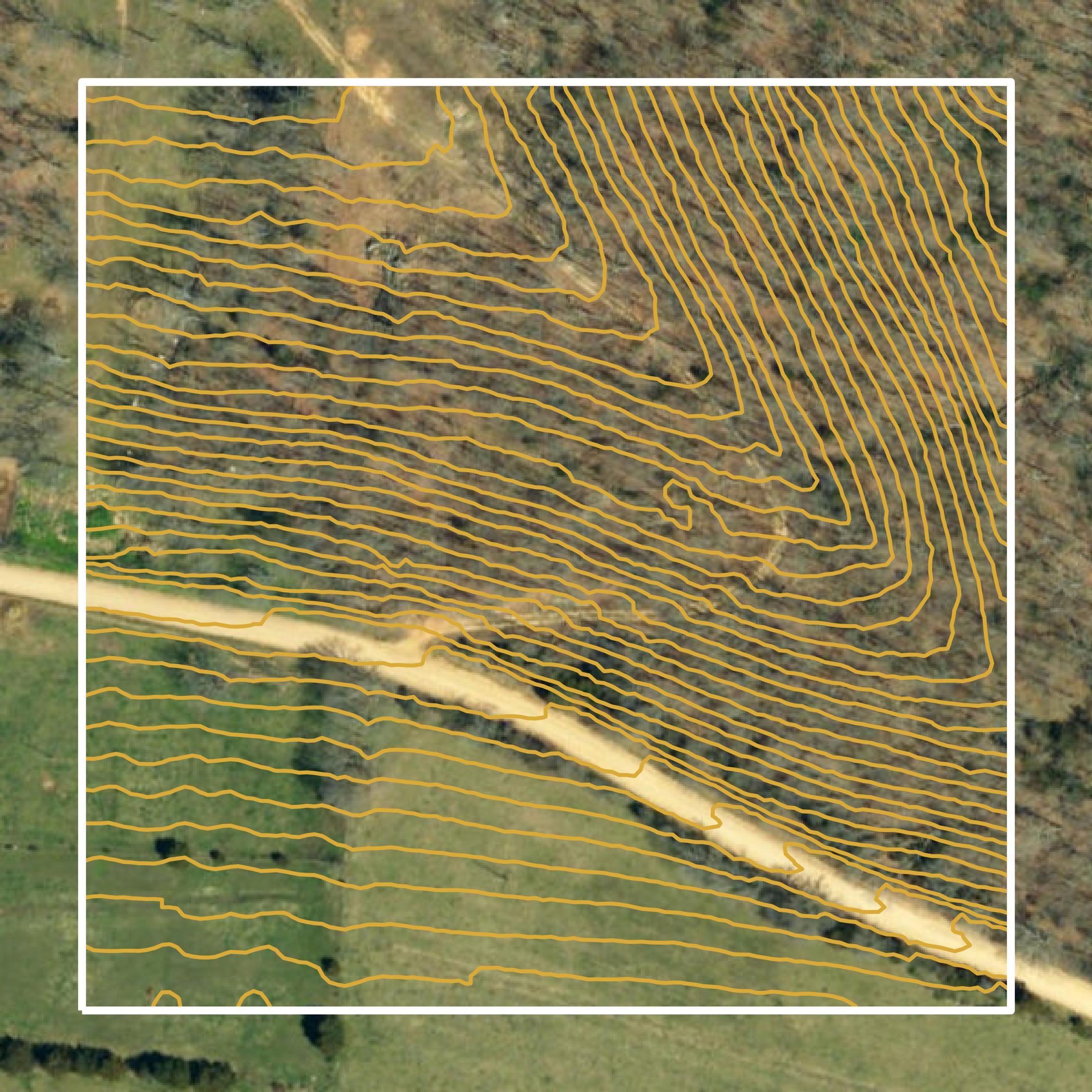 This image shows a contour map in Osage County created using GIS data in Equator.