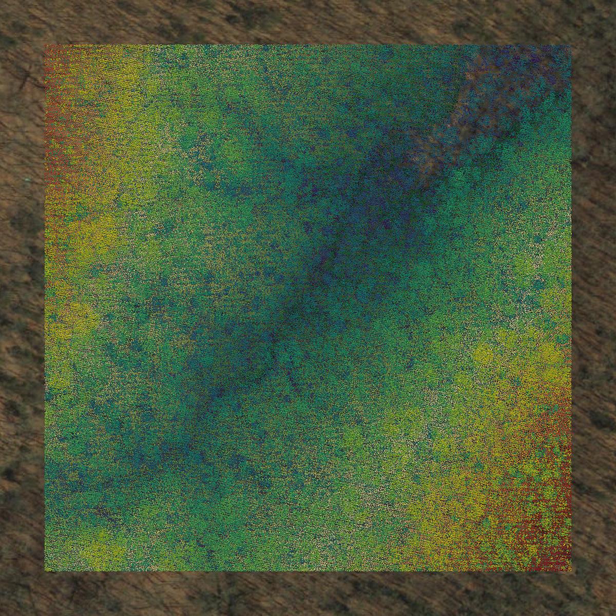 This image shows a LiDAR point cloud in Osage County created using GIS data in Equator.