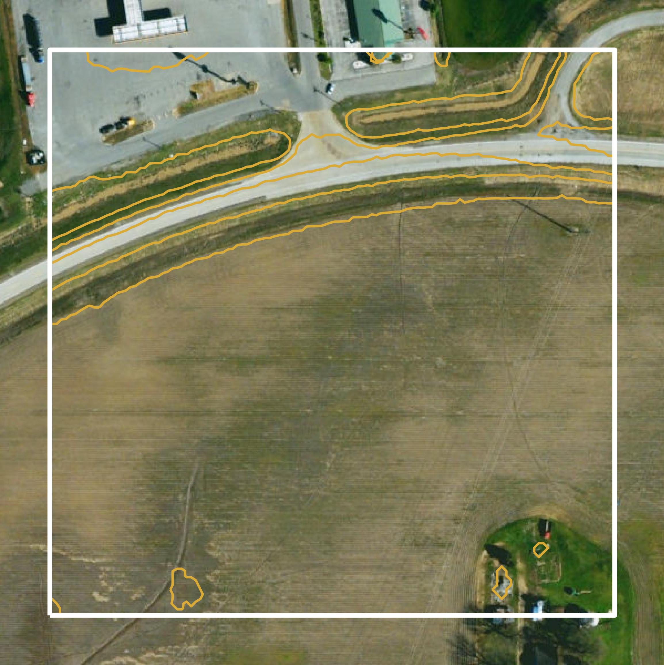 This image shows a contour map in Pemiscot County created using GIS data in Equator.