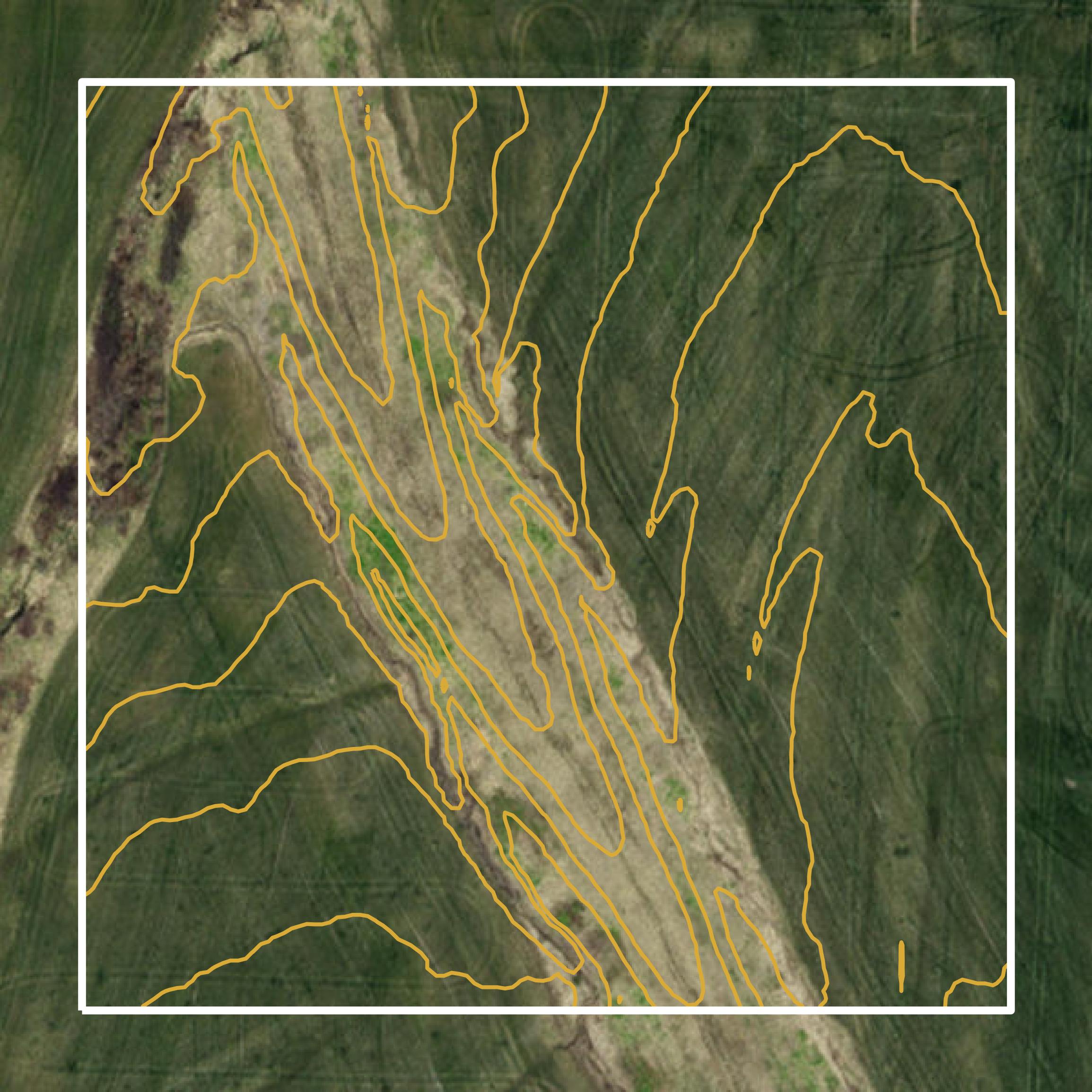 This image shows a contour map in Pettis County created using GIS data in Equator.