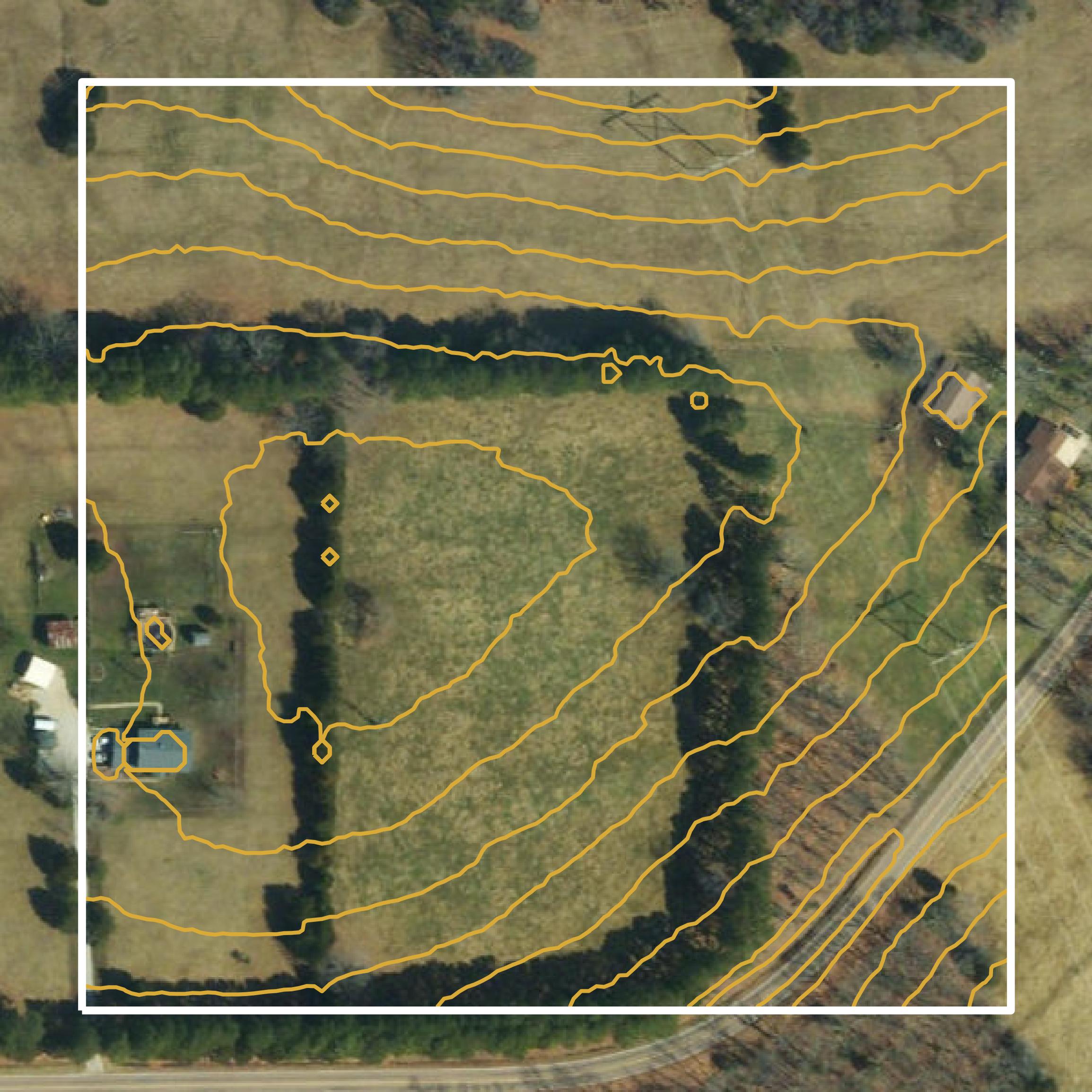 This image shows a contour map in Phelps County created using GIS data in Equator.
