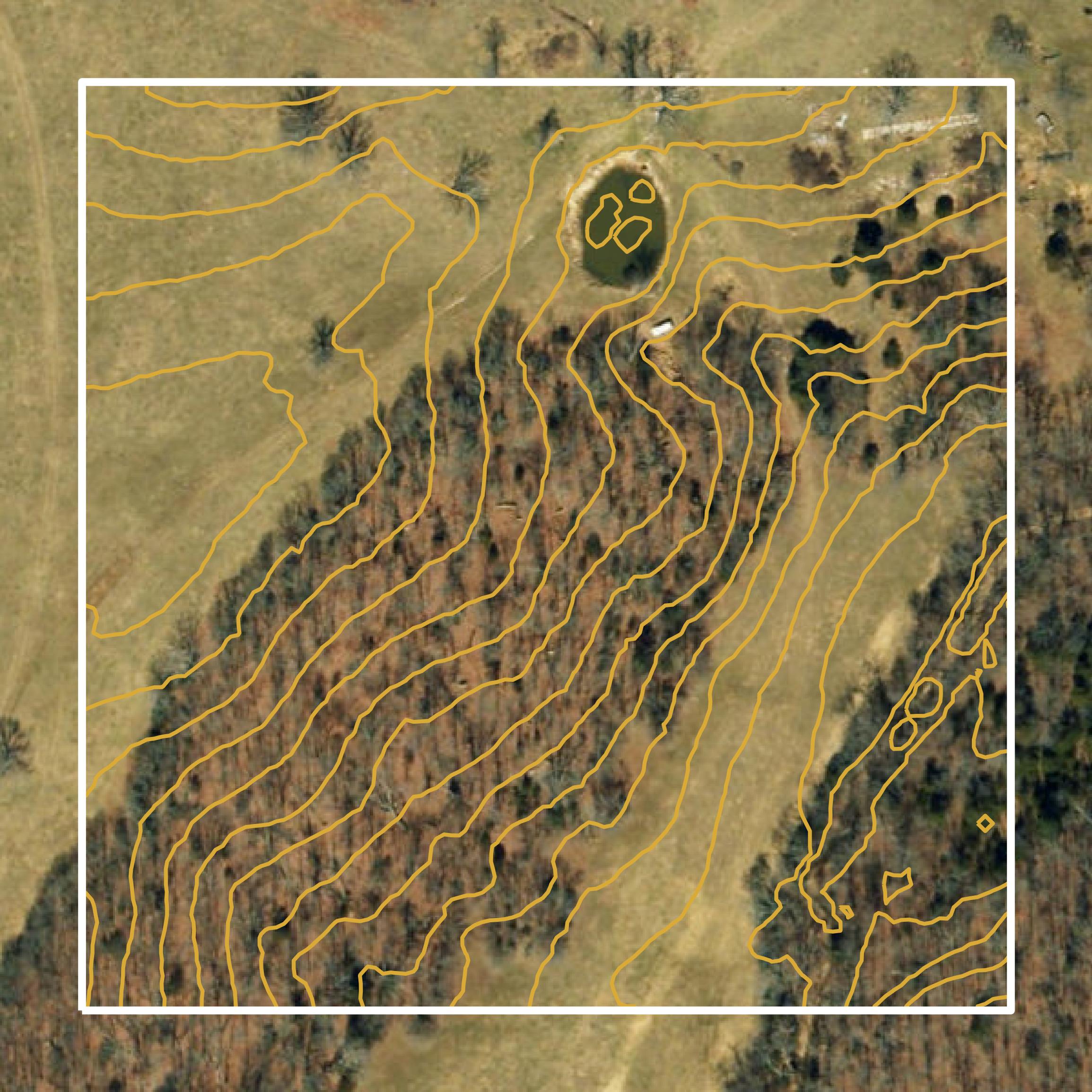 This image shows a contour map in Phelps County created using GIS data in Equator.