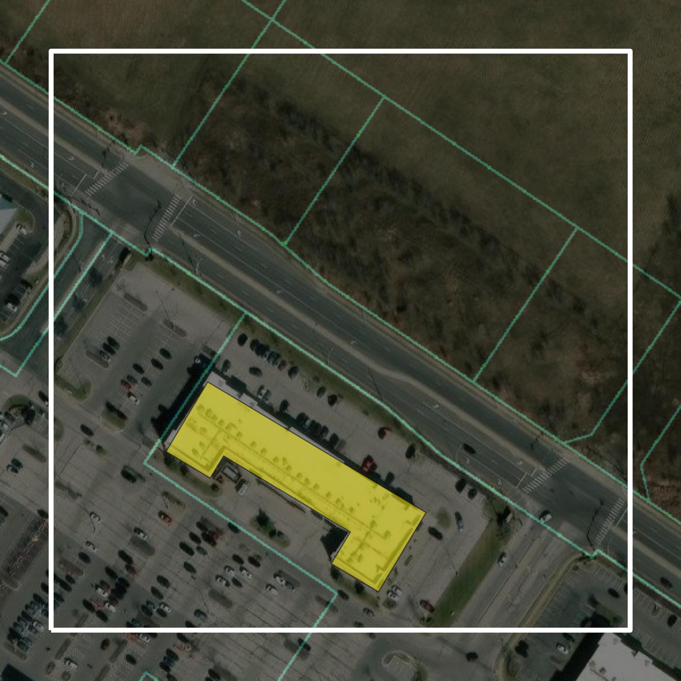 This image shows parcel and building data in Platte County created using GIS data in Equator.