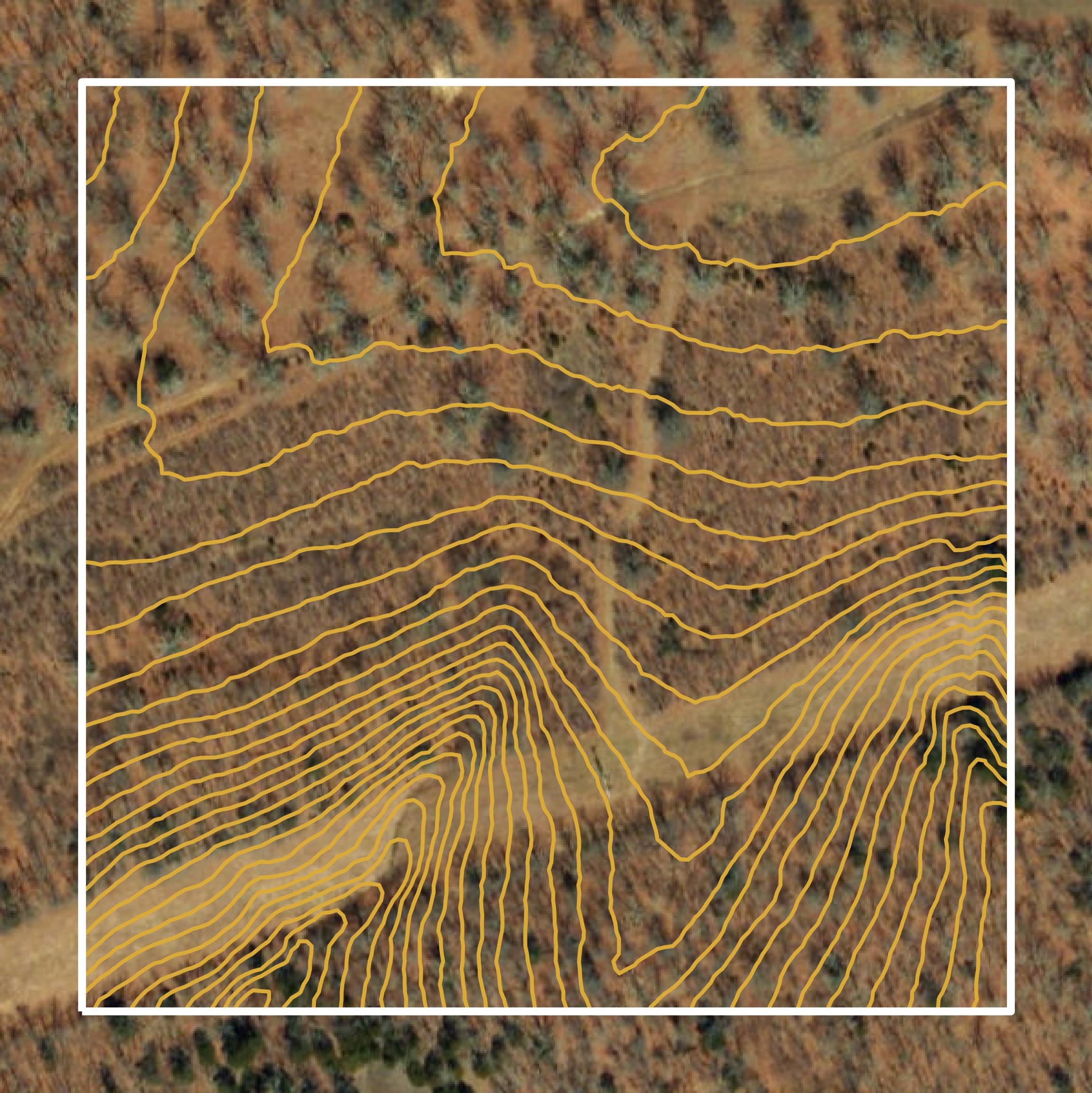 This image shows a contour map in Pulaski County created using GIS data in Equator.