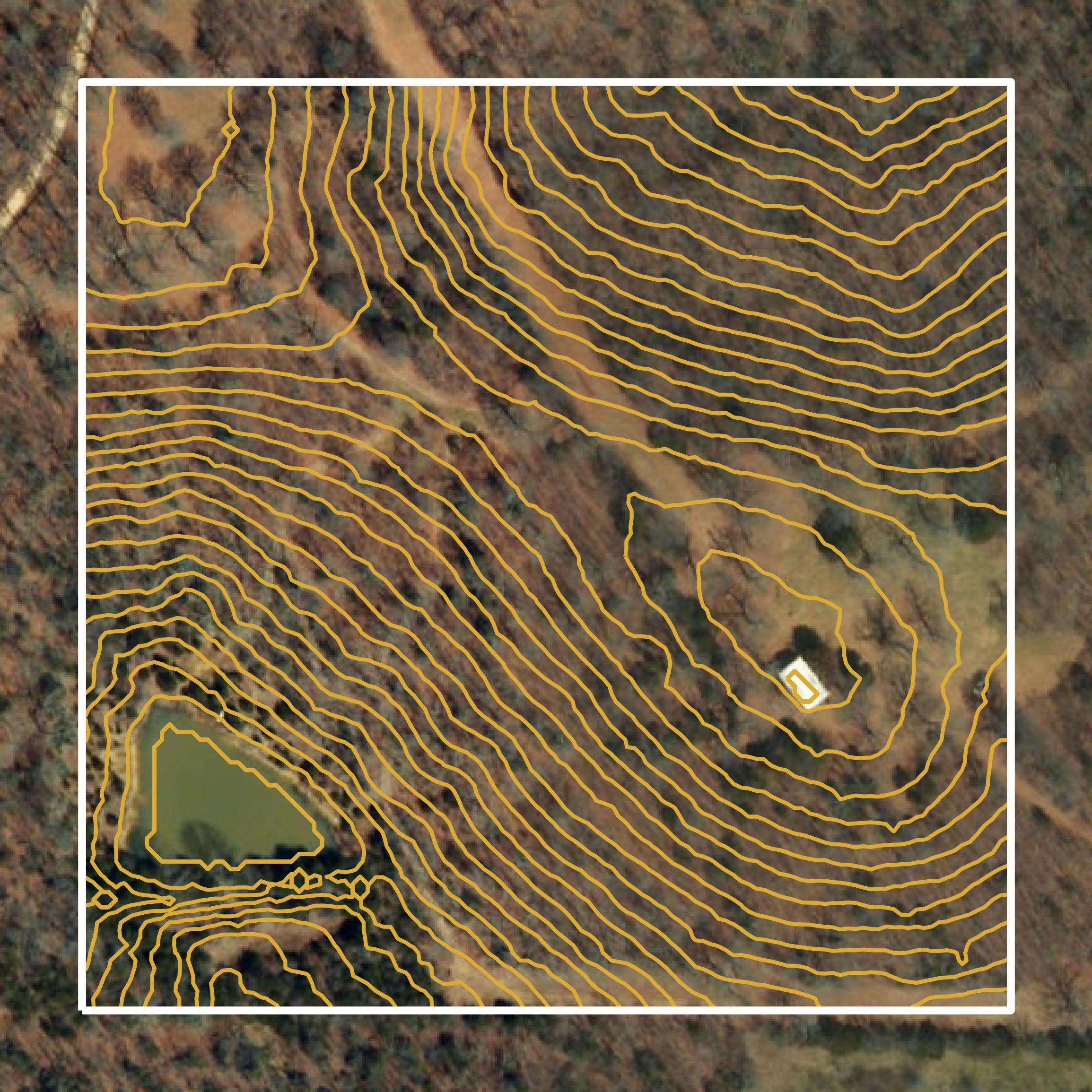 This image shows a contour map in Pulaski County created using GIS data in Equator.