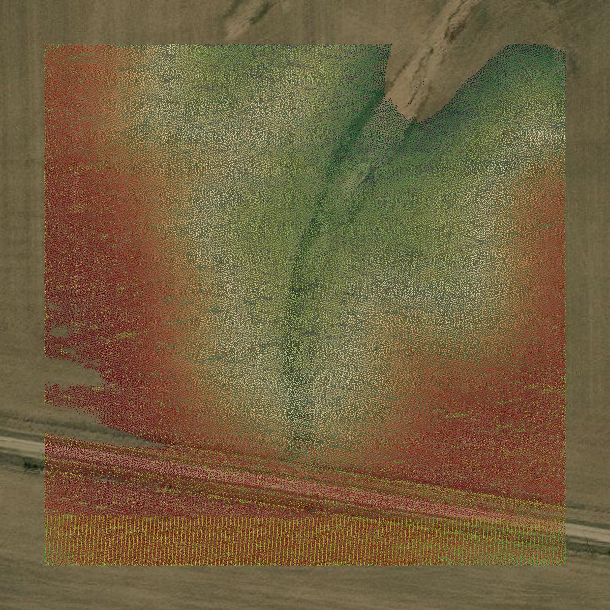 This image shows a LiDAR point cloud in Putnam County created using GIS data in Equator.