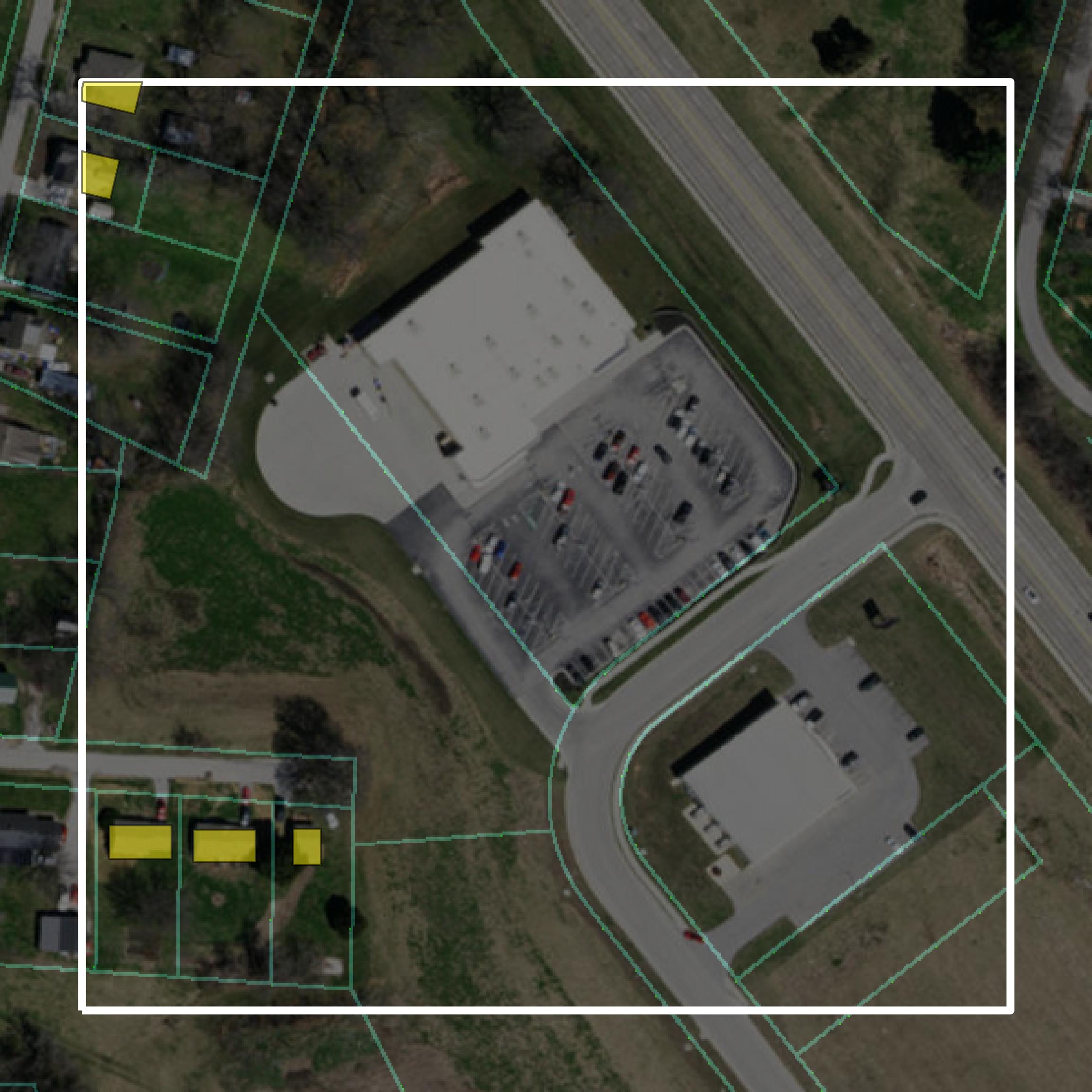 This image shows parcel and building data in Ray County created using GIS data in Equator.