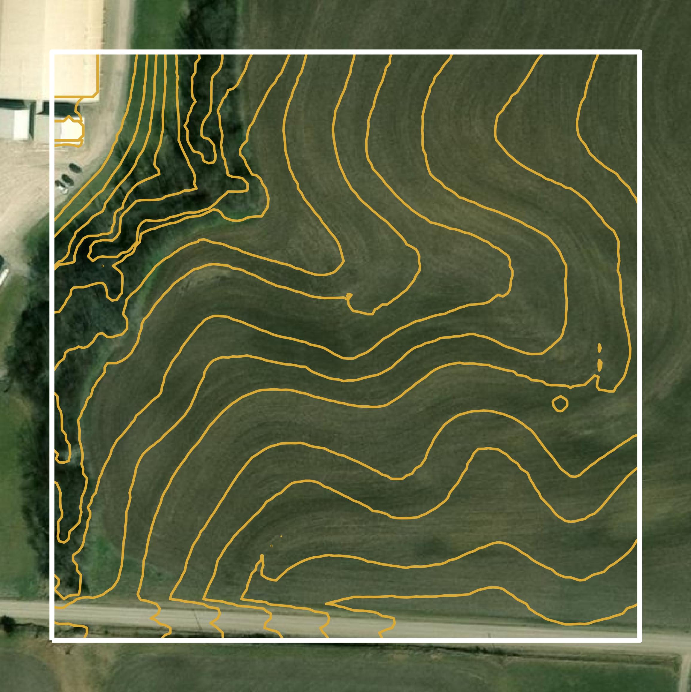 This image shows a contour map in Saline County created using GIS data in Equator.