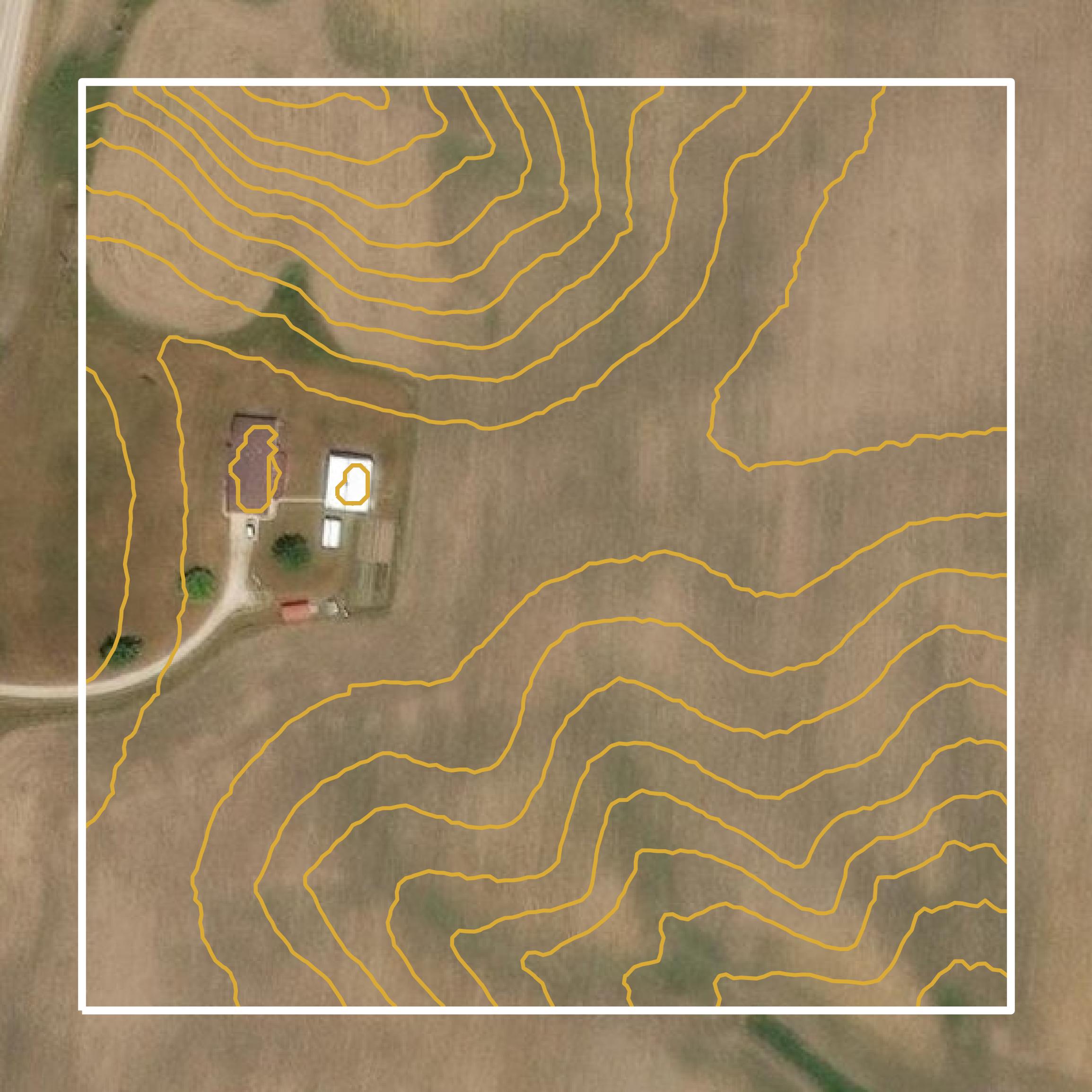 This image shows a contour map in Schuyler County created using GIS data in Equator.