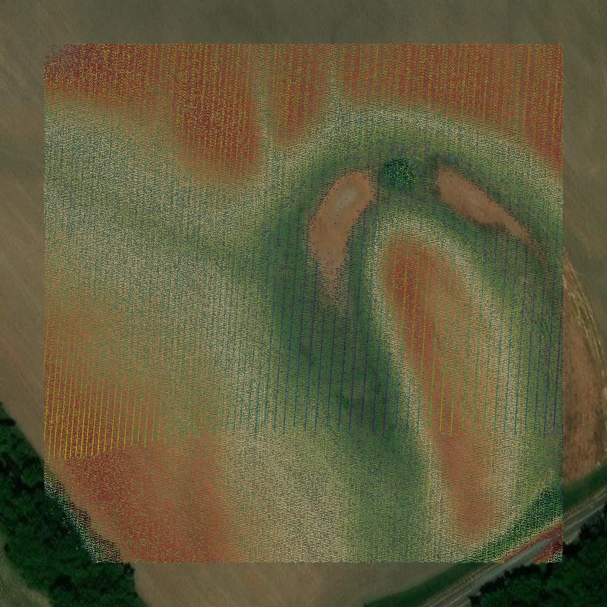 This image shows a LiDAR point cloud in Schuyler County created using GIS data in Equator.