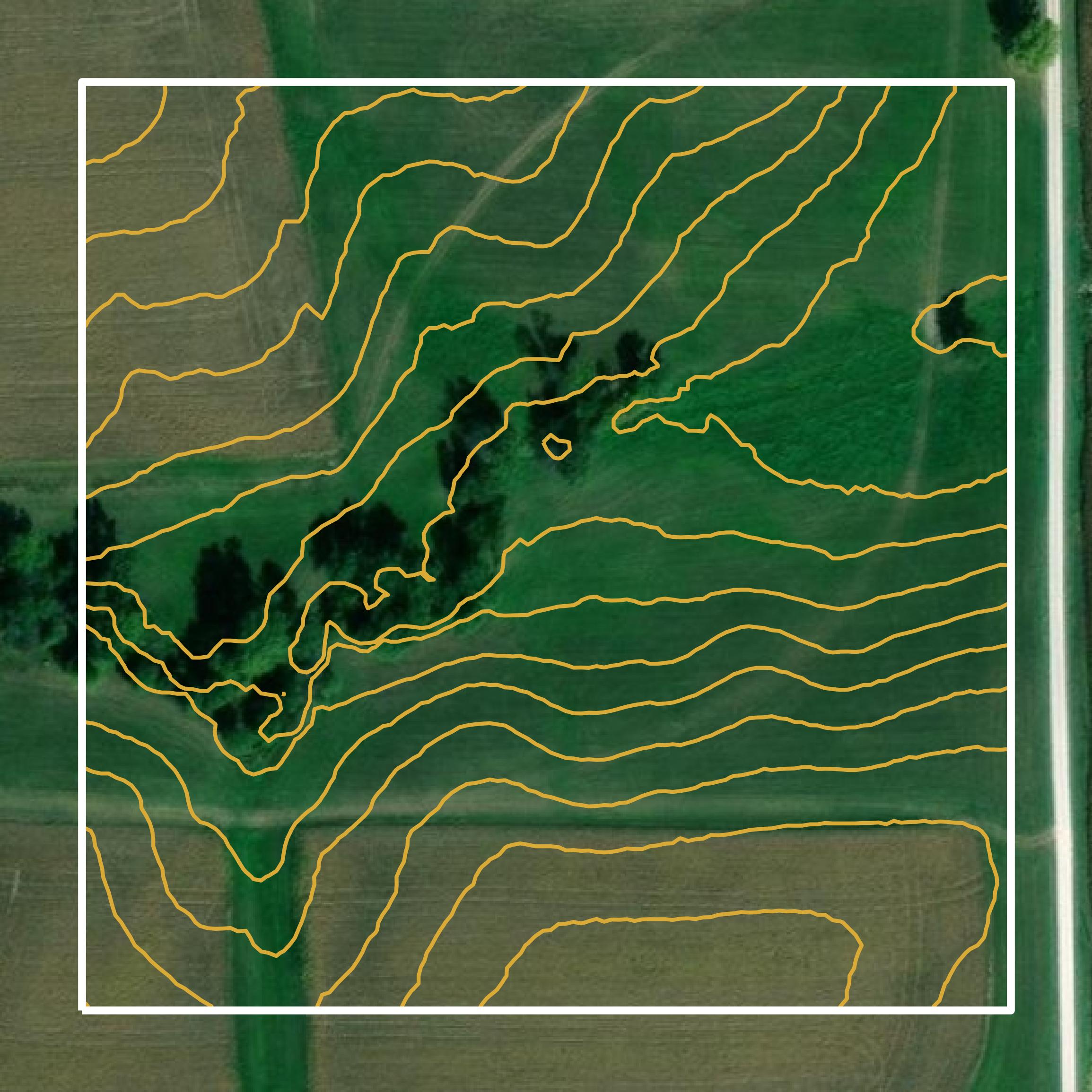 This image shows a contour map in Scotland County created using GIS data in Equator.
