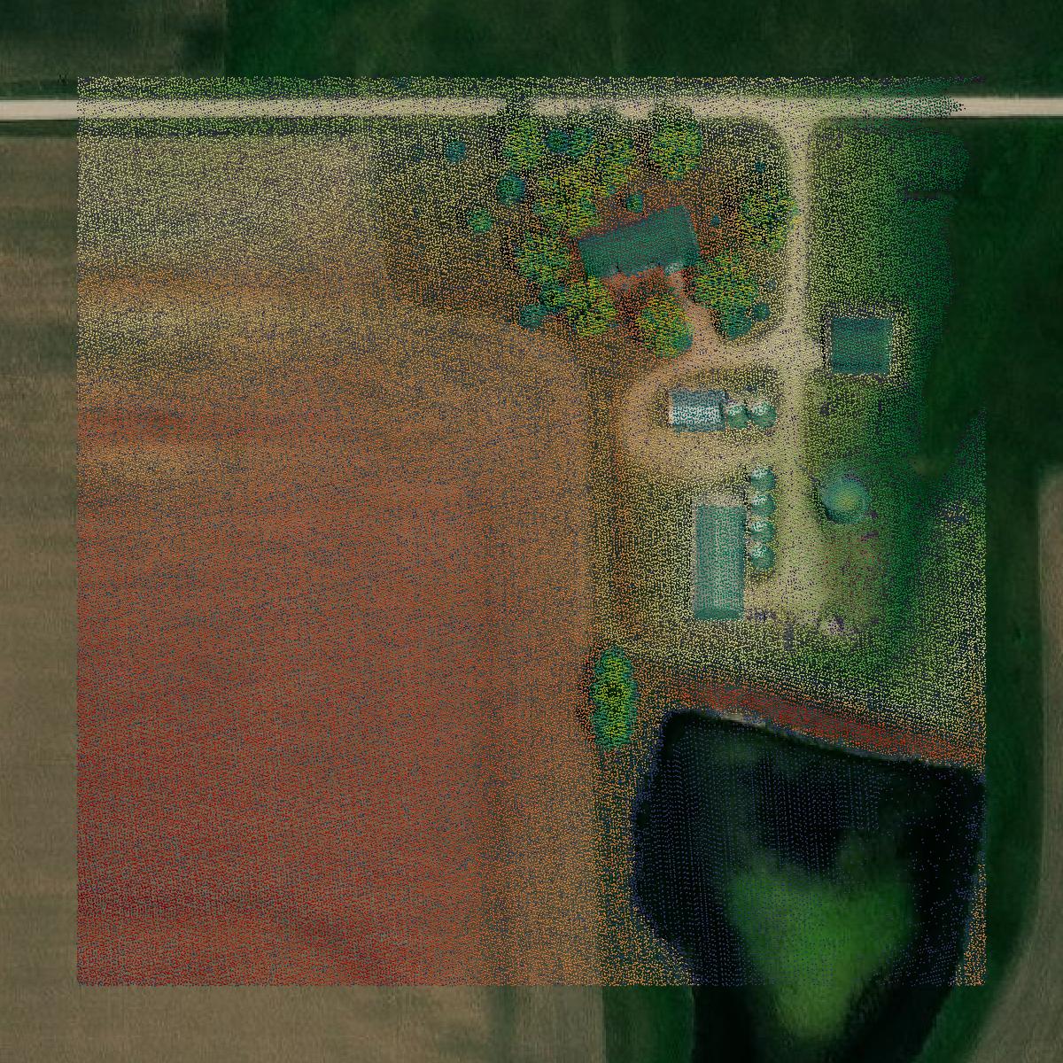 This image shows a LiDAR point cloud in Scotland County created using GIS data in Equator.