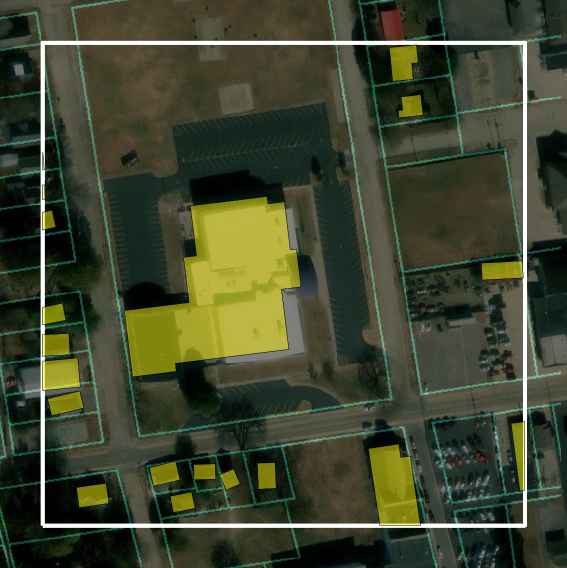 This image shows parcel and building data in Scott County created using GIS data in Equator.
