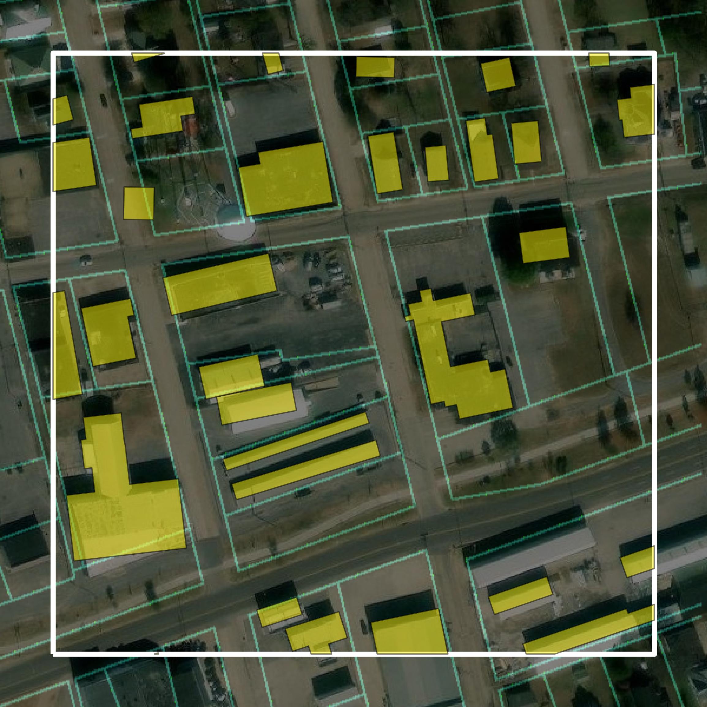 This image shows parcel and building data in Scott County created using GIS data in Equator.